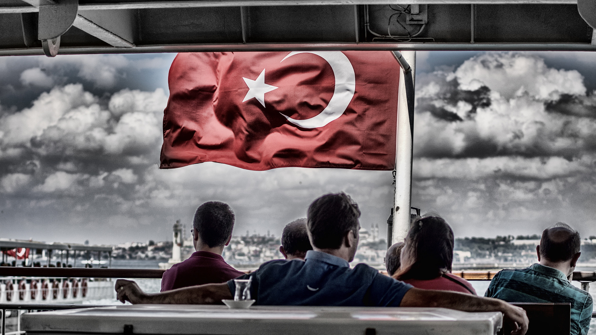 Sony a7 + Minolta AF 70-210mm F4 Macro sample photo. ..watching istanbul.. on a deck of ferry.. photography