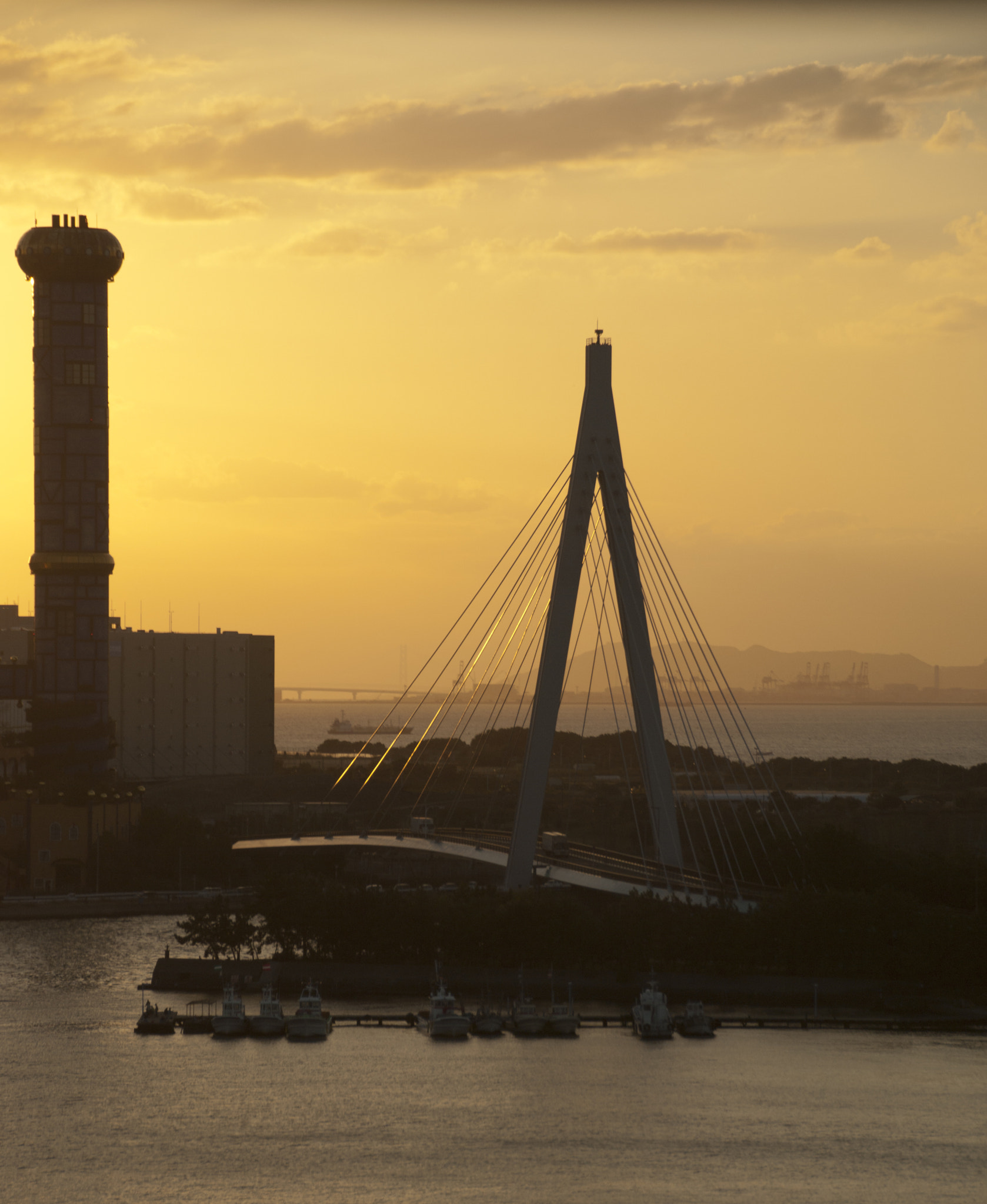 Pentax K20D sample photo. Bridge from osaka to kobe at twilight photography