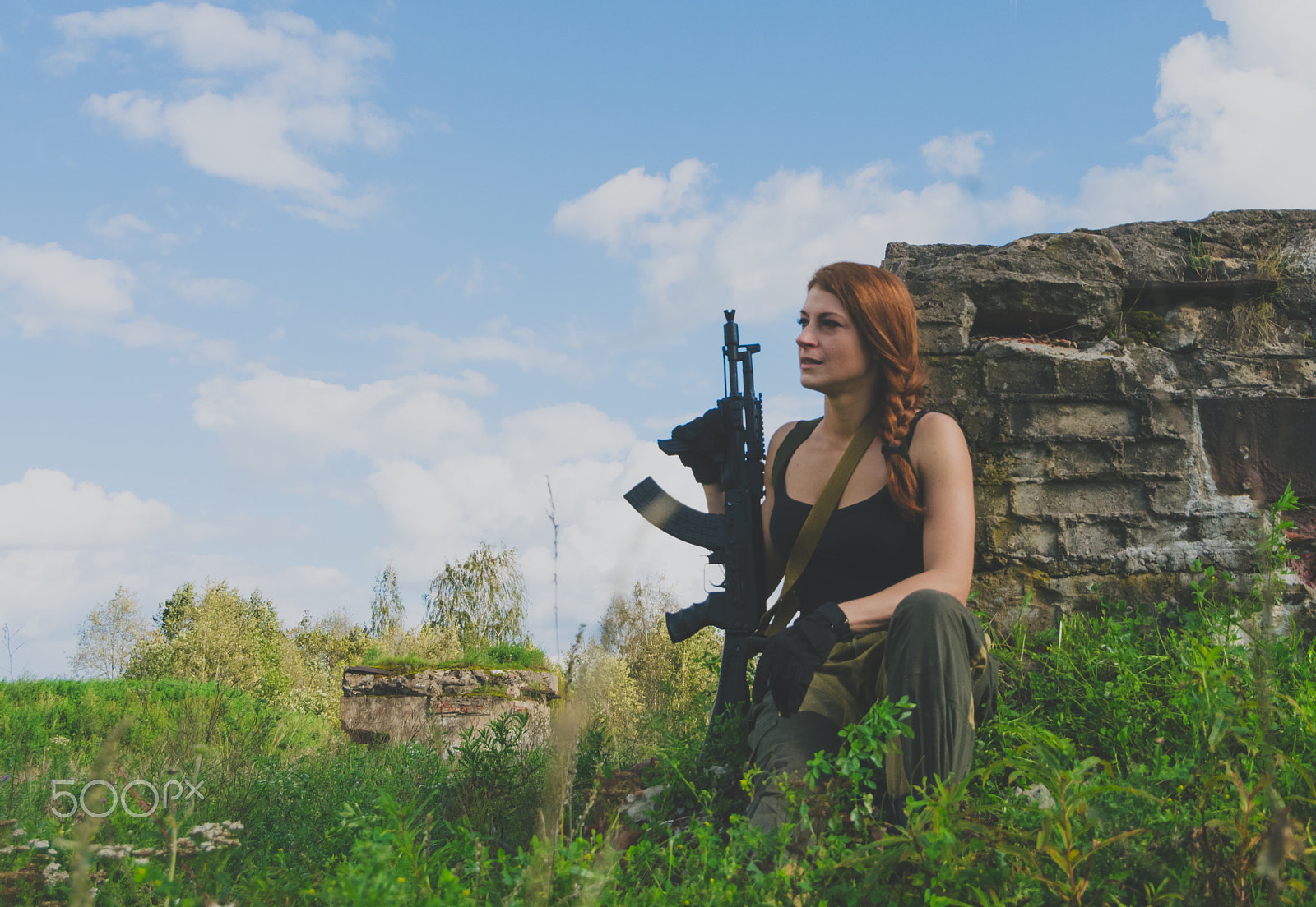 Nikon D7000 + Sigma 18-250mm F3.5-6.3 DC OS HSM sample photo. Girl soldiers with guns photography