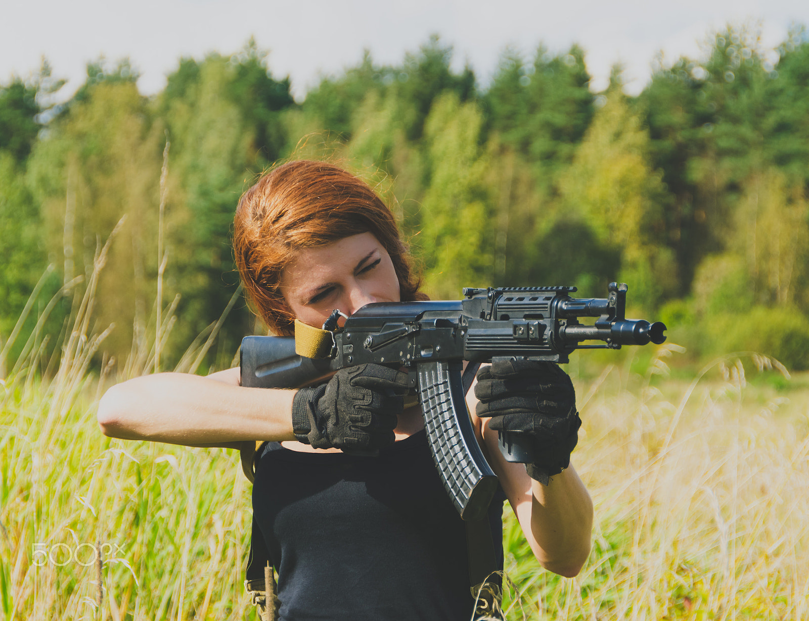 Nikon D7000 + Sigma 18-250mm F3.5-6.3 DC OS HSM sample photo. Girl soldiers with guns photography