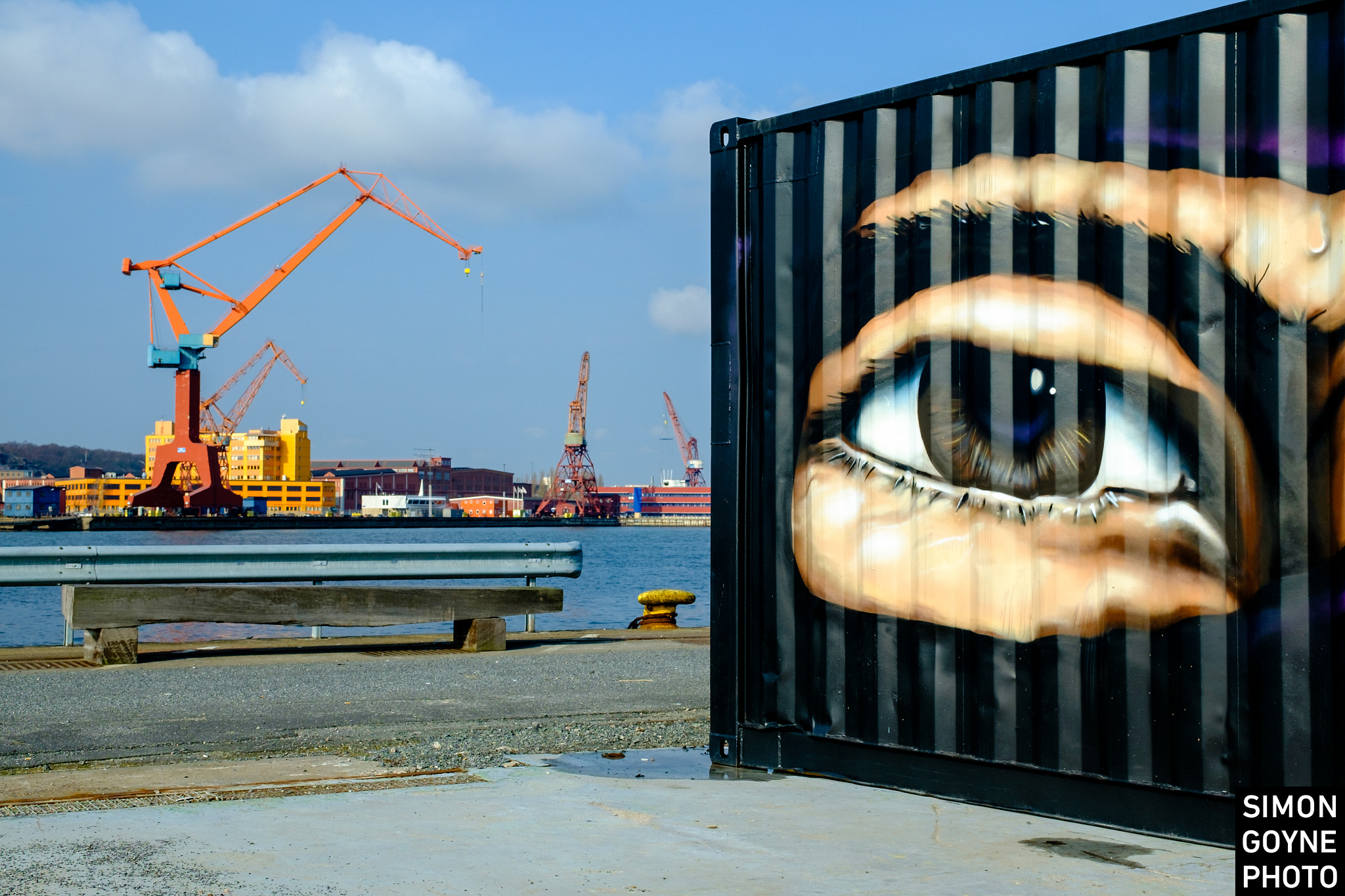 ZEISS Touit 32mm F1.8 sample photo. Cranes and containers iii photography