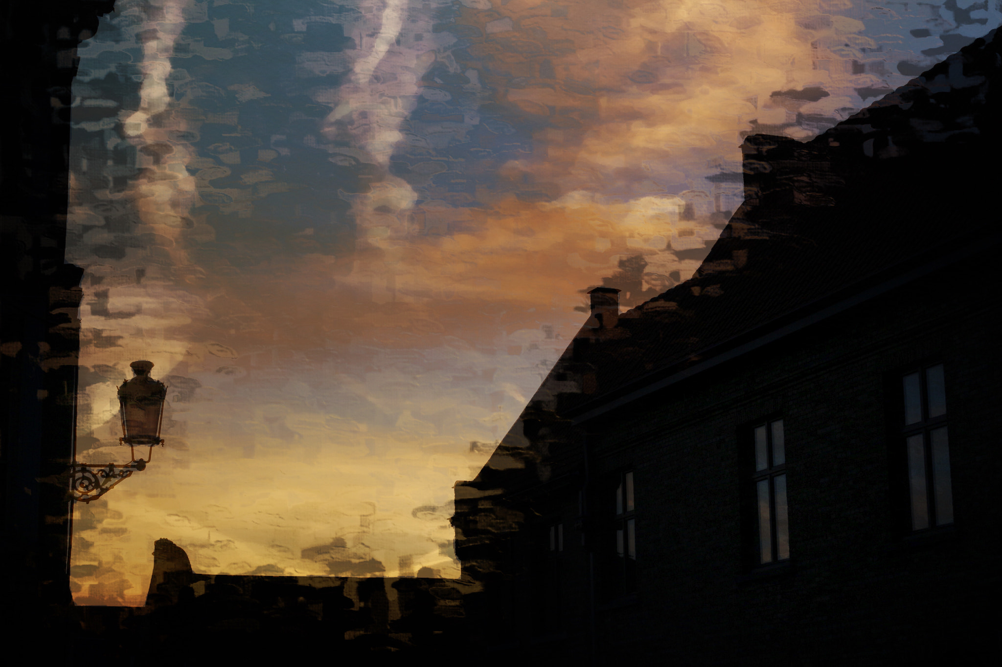Canon EF-S 18-55mm F3.5-5.6 IS II sample photo. Airplane trails over brugge photography