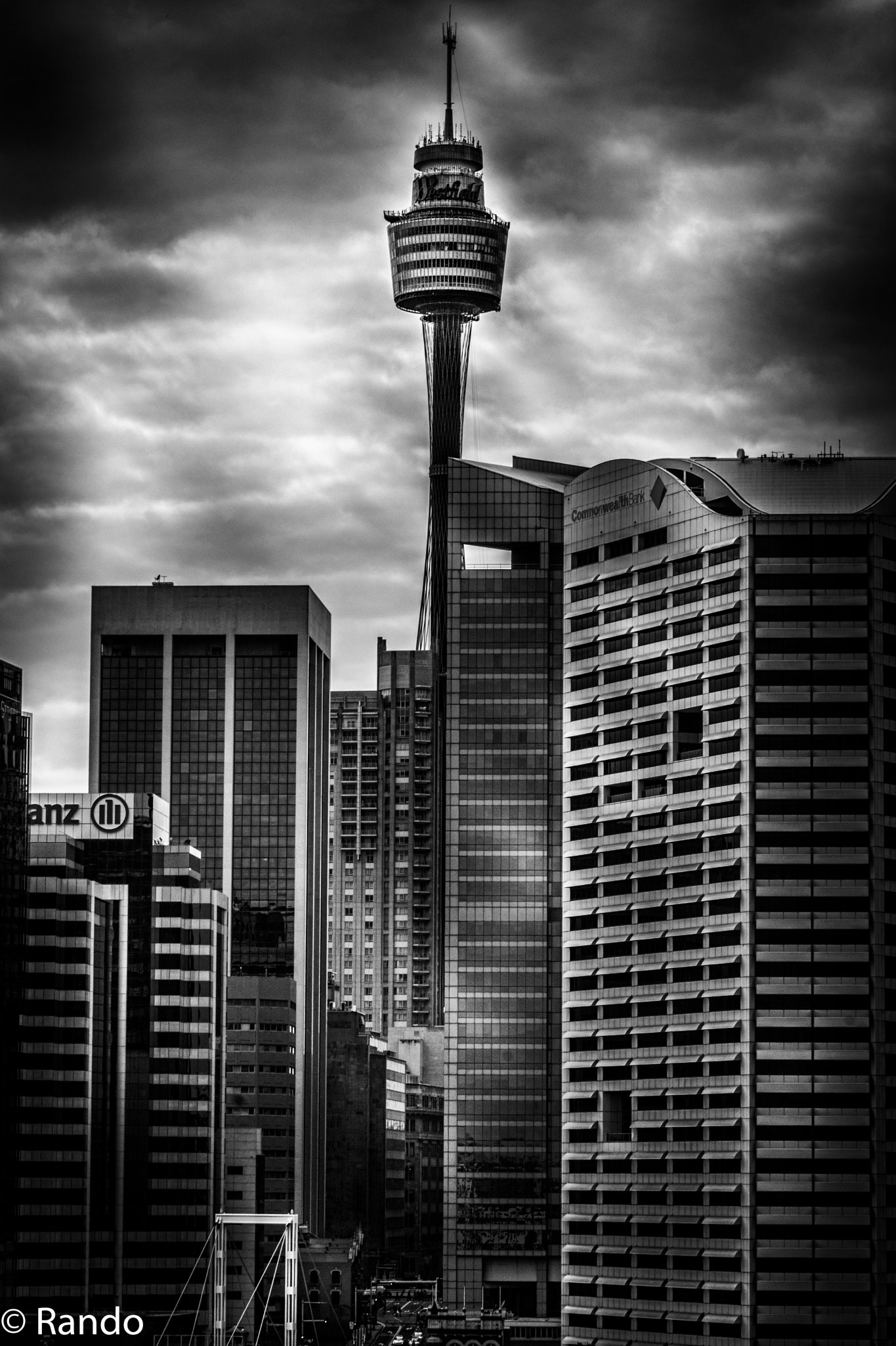 Tamron SP 70-200mm F2.8 Di VC USD sample photo. Sky tower sydney bw photography