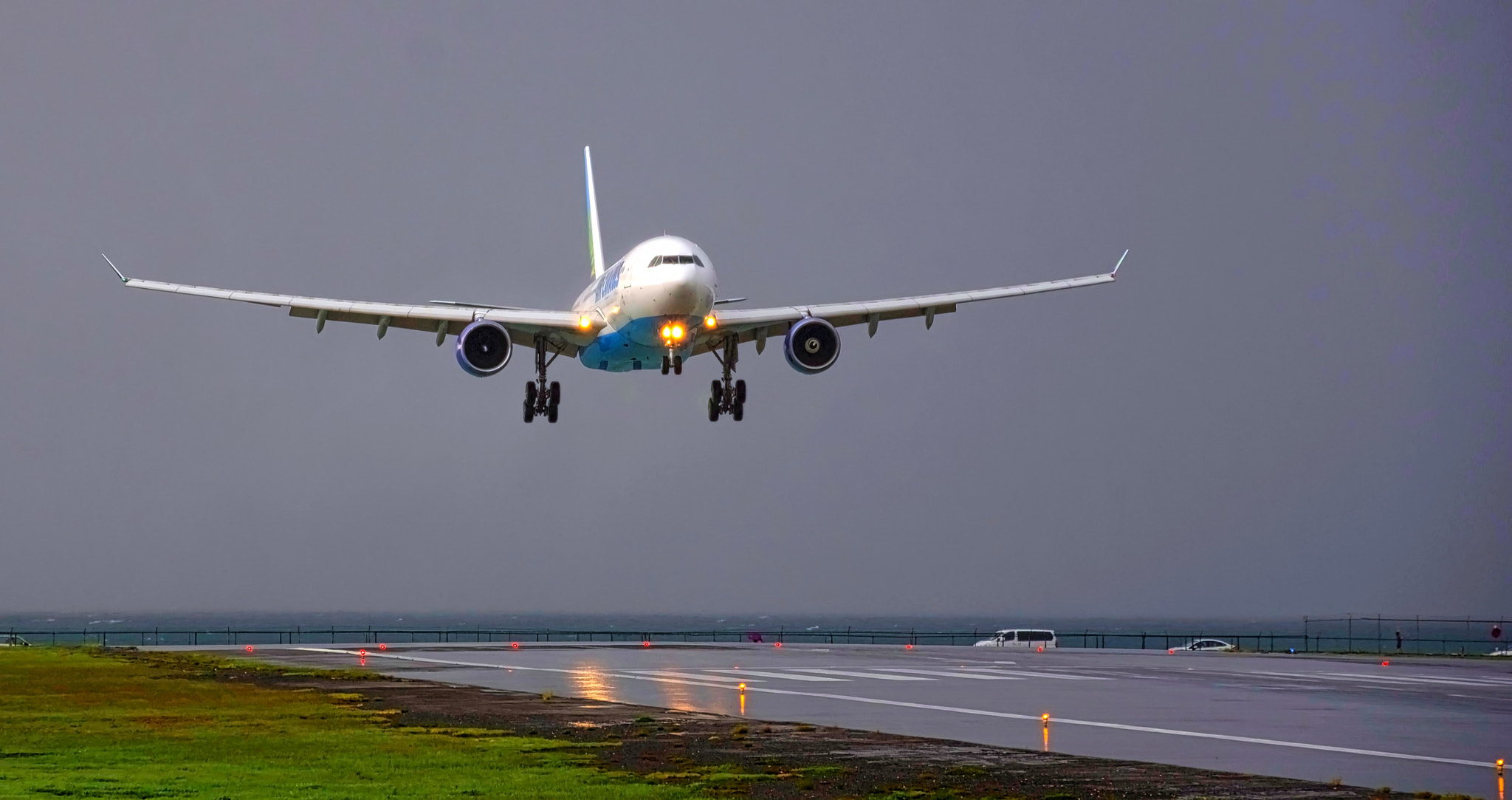 Pentax K-3 + Pentax smc DA 18-270mm F3.5-6.3 ED SDM sample photo. Air caraibes a330 landing at pjia - st.maarten photography