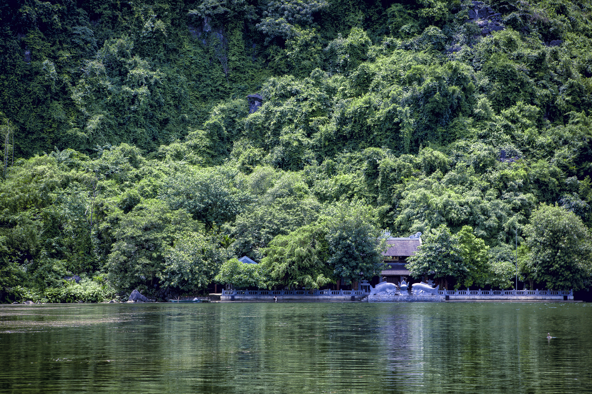 Temple by the lake in Trang An, Ninh Binh