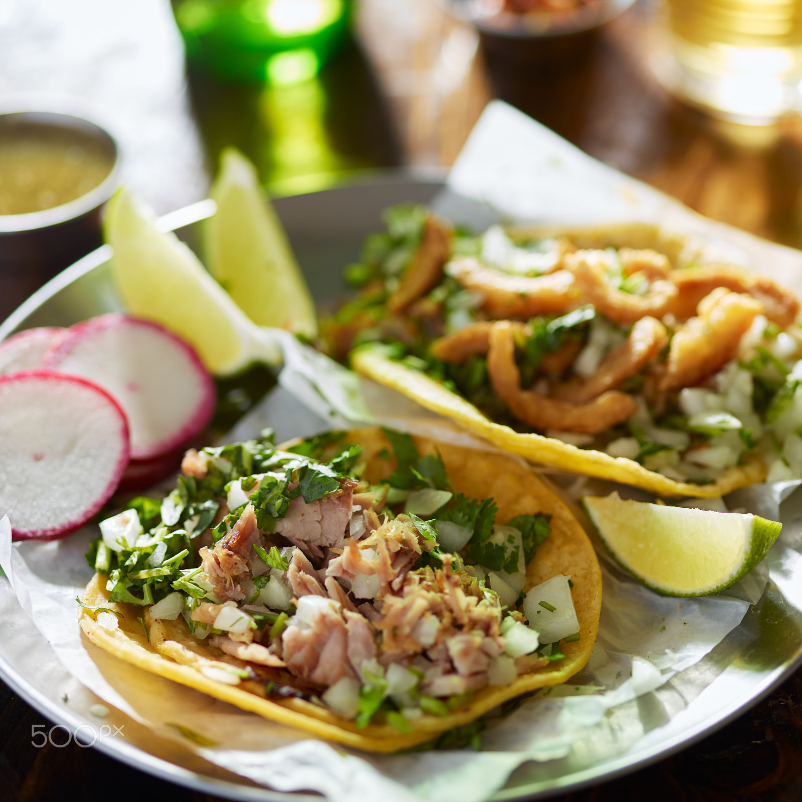 Phase One P65+ sample photo. Authentic mexican street tacos with chopped pork, cilantro and onion photography