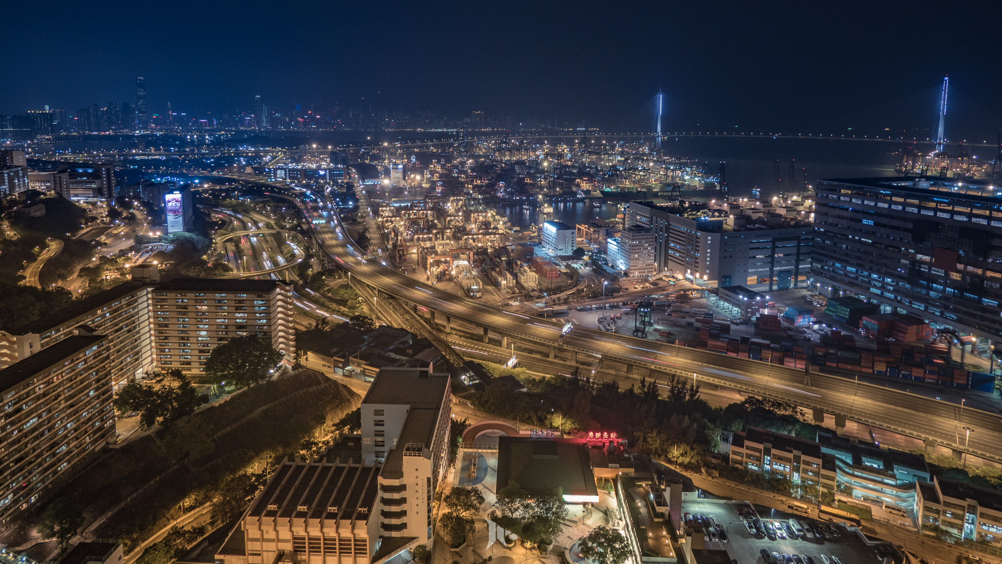 Panasonic Lumix G Vario 7-14mm F4 ASPH sample photo. Hong kong kwai tsing container terminals photography