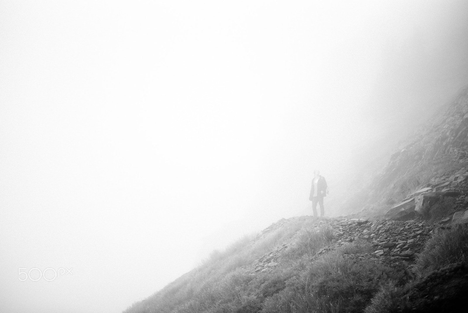 Sony a7S II + Sony 70-400mm F4-5.6 G SSM sample photo. Man standing in the fog photography