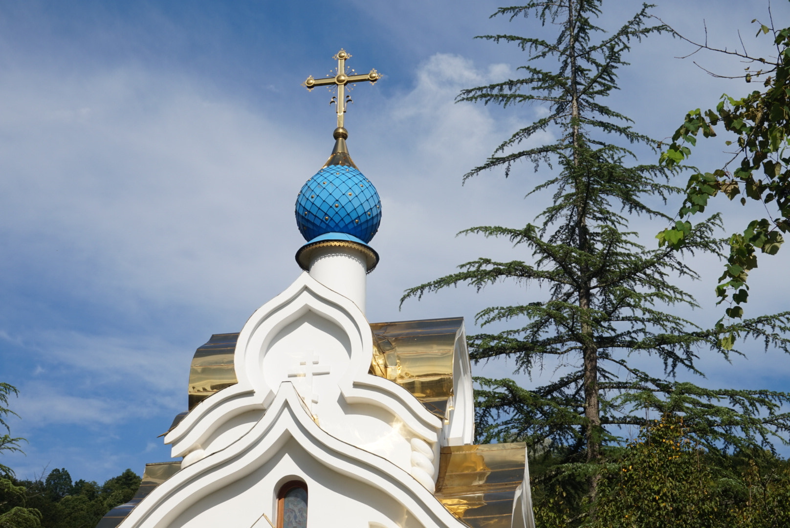 Sony Alpha QX1 sample photo. Holy trinity st. george monastery (sochi) photography