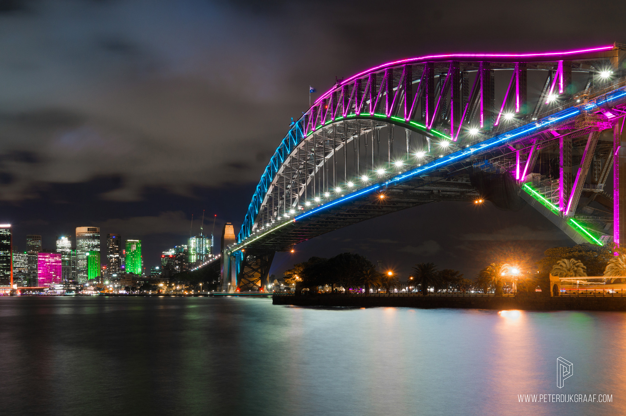 Sony Alpha a5000 (ILCE 5000) + Sigma 19mm F2.8 EX DN sample photo. One photo every week #8 - sydney harbour bridge during festival of light vivid photography
