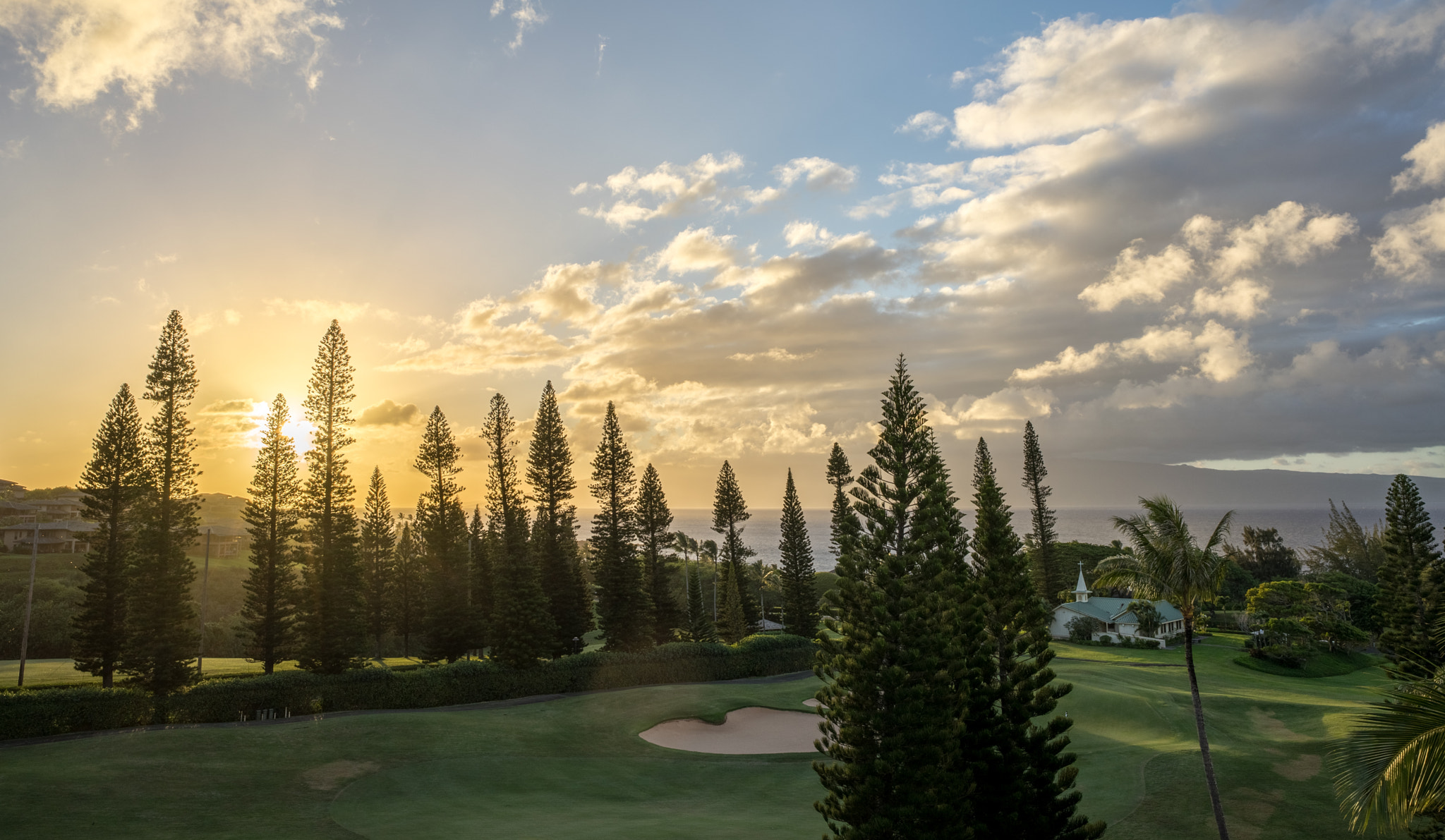 Sony a7R + E 21mm F2.8 sample photo. Sunset golf photography