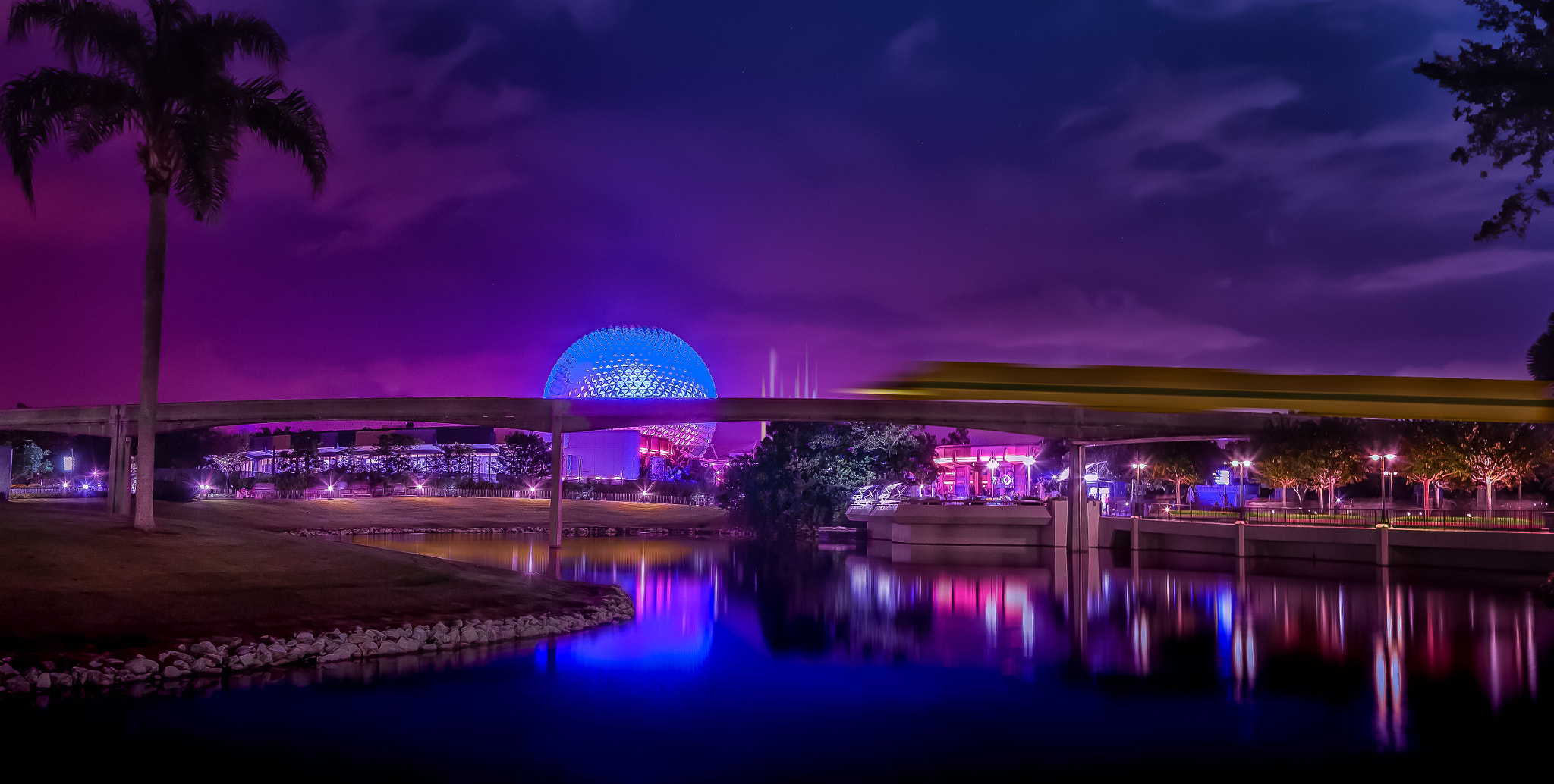 Canon EOS-1D Mark IV sample photo. Blue epcot evening photography