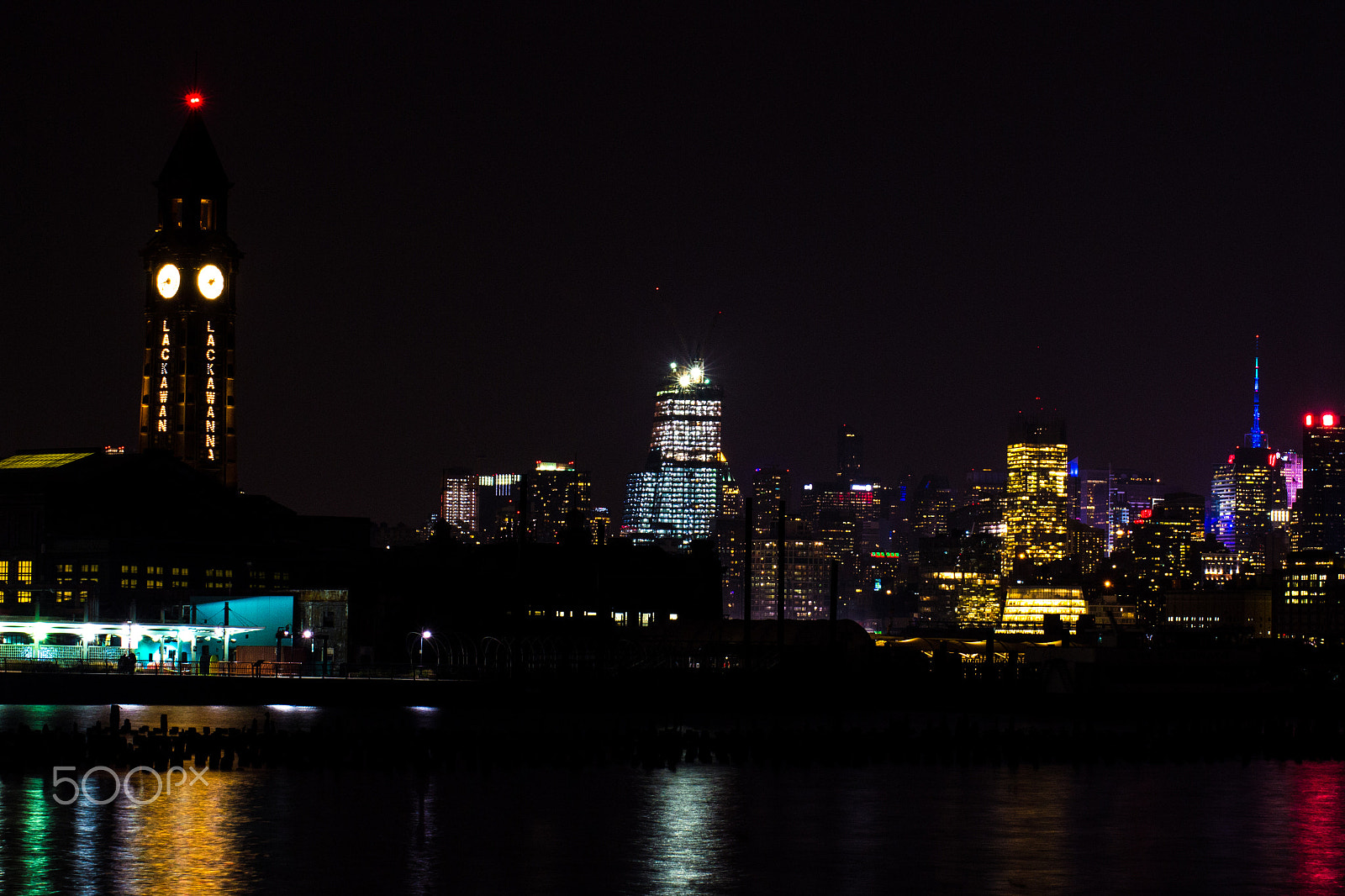 AF Zoom-Nikkor 24-50mm f/3.3-4.5 sample photo. Hoboken train terminal and nyc at night photography