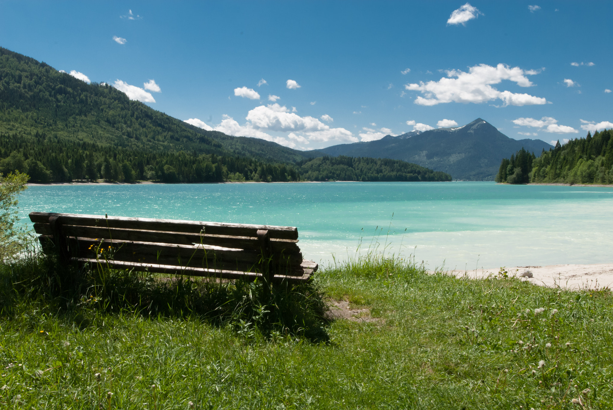 Nikon D200 sample photo. Lonely bench at the lake photography