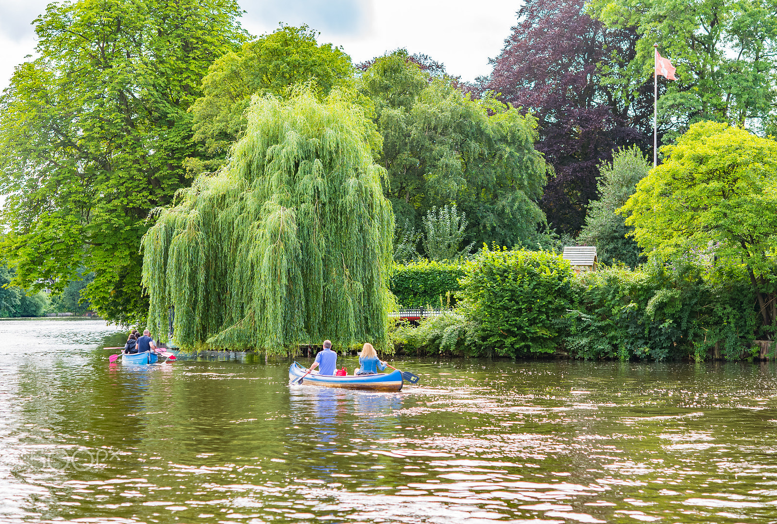 Nikon D610 + Nikon AF-S Micro-Nikkor 60mm F2.8G ED sample photo. Active people in canoe boats on alster lake in hamburg photography