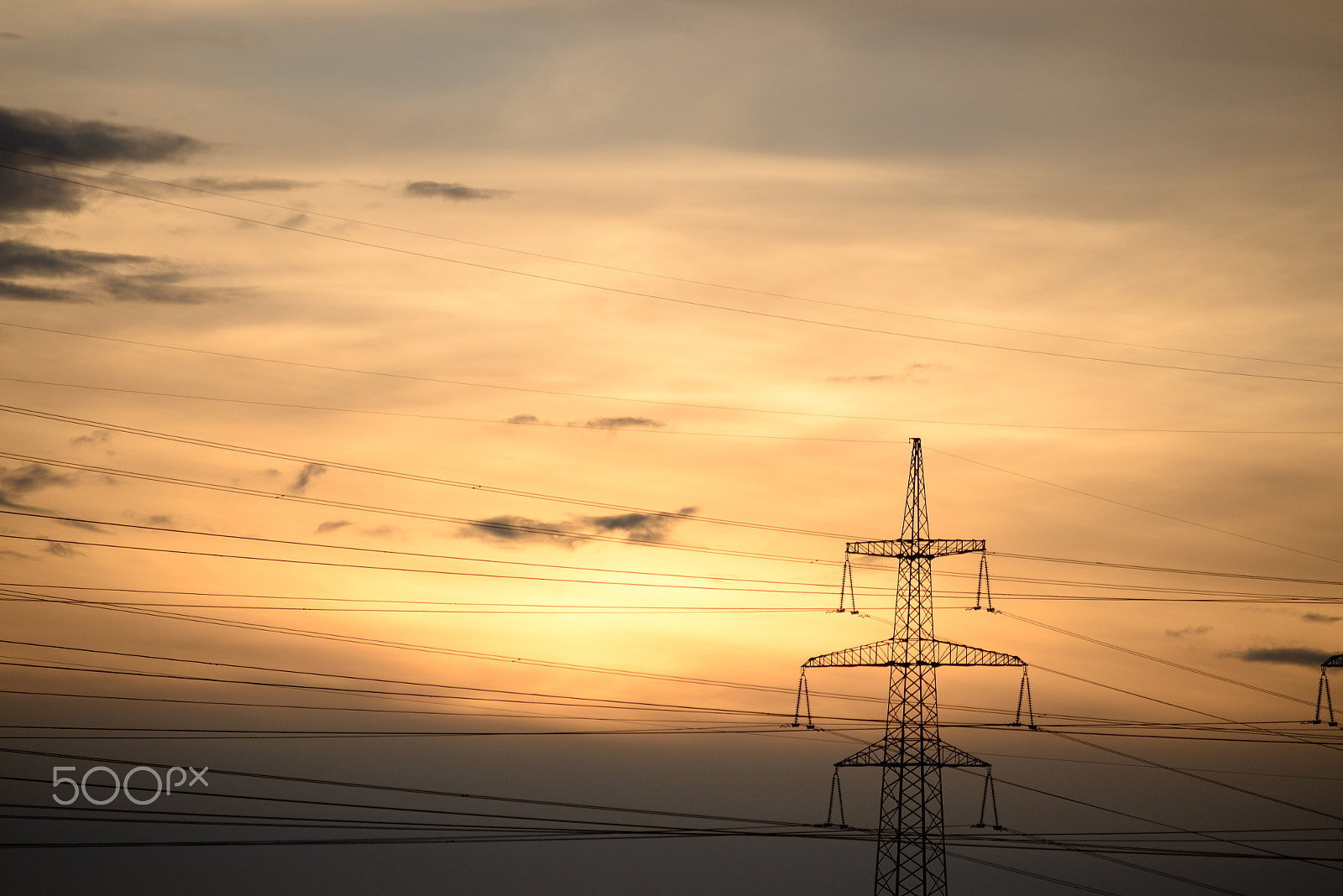 Sigma 70-300mm F4-5.6 APO DG Macro sample photo. Electric power transmission lines at sunset. photography