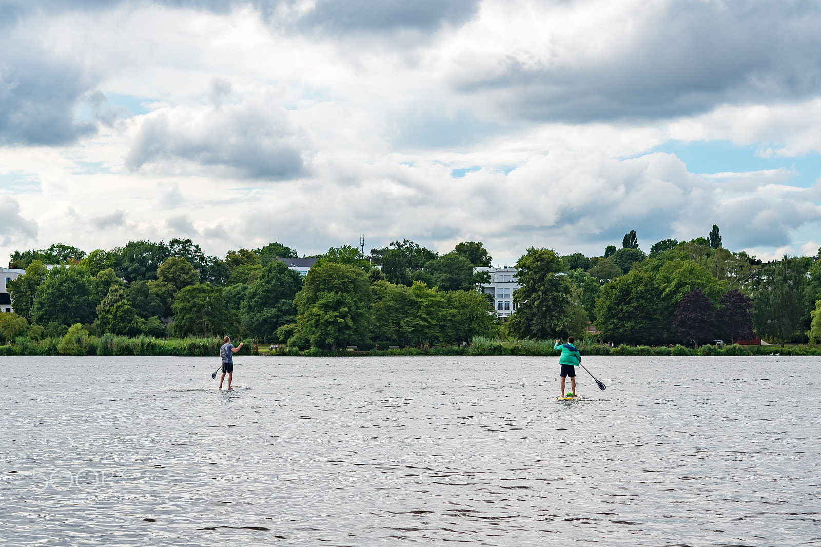 Nikon D610 + Nikon AF-S Micro-Nikkor 60mm F2.8G ED sample photo. Active people on stand-up-paddle on alster lake in hamburg photography