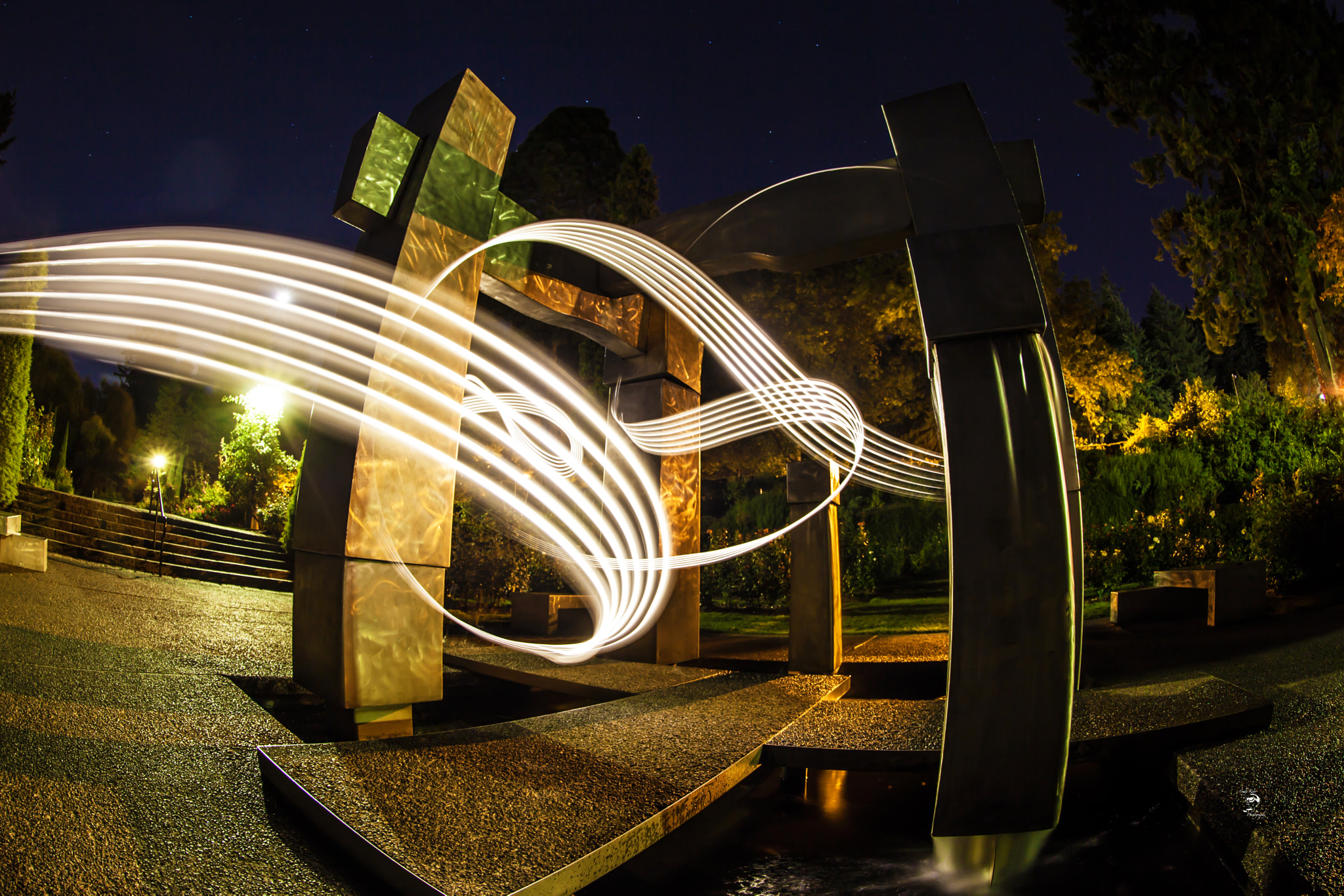 Canon EF 8-15mm F4L Fisheye USM sample photo. Rose test garden light painting photography