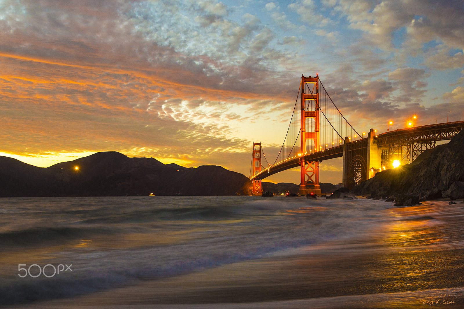 Nikon D4 sample photo. Burning sky ove the golden gate bridge. photography