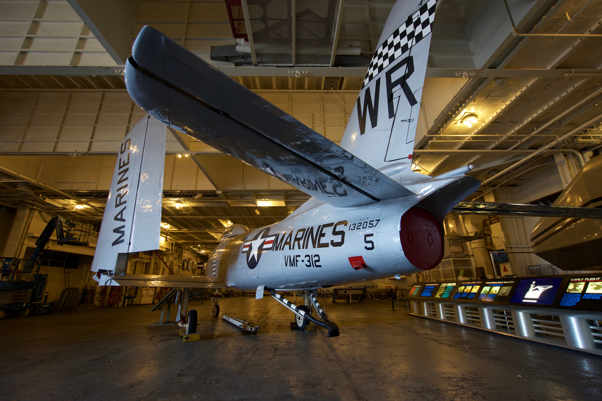 Sony a7 + Sony Vario-Tessar T* FE 16-35mm F4 ZA OSS sample photo. Fj-2 fury at uss hornet hangar deck photography