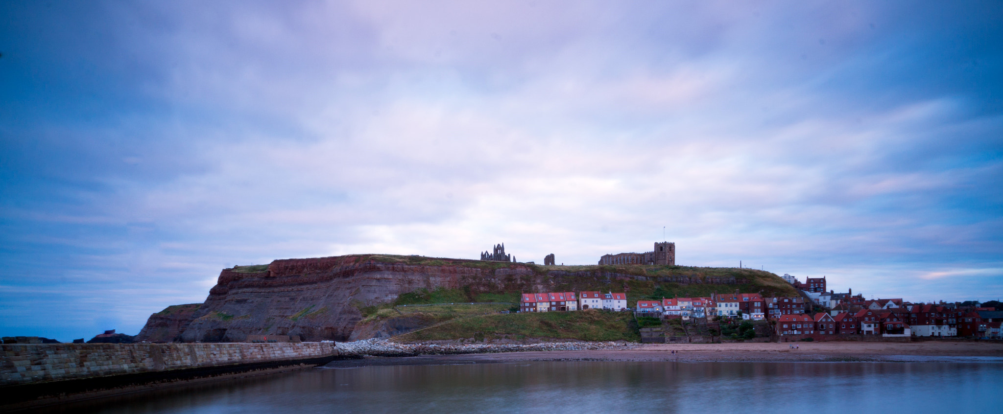 Sony Alpha NEX-6 + Sony E 16mm F2.8 sample photo. Whitby abbey at dusk photography