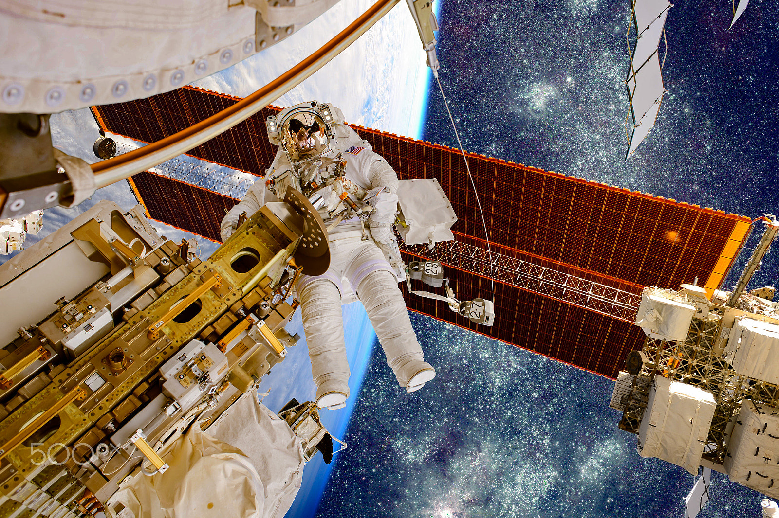Nikon AF Nikkor 28mm F2.8D sample photo. International space station and astronaut. photography