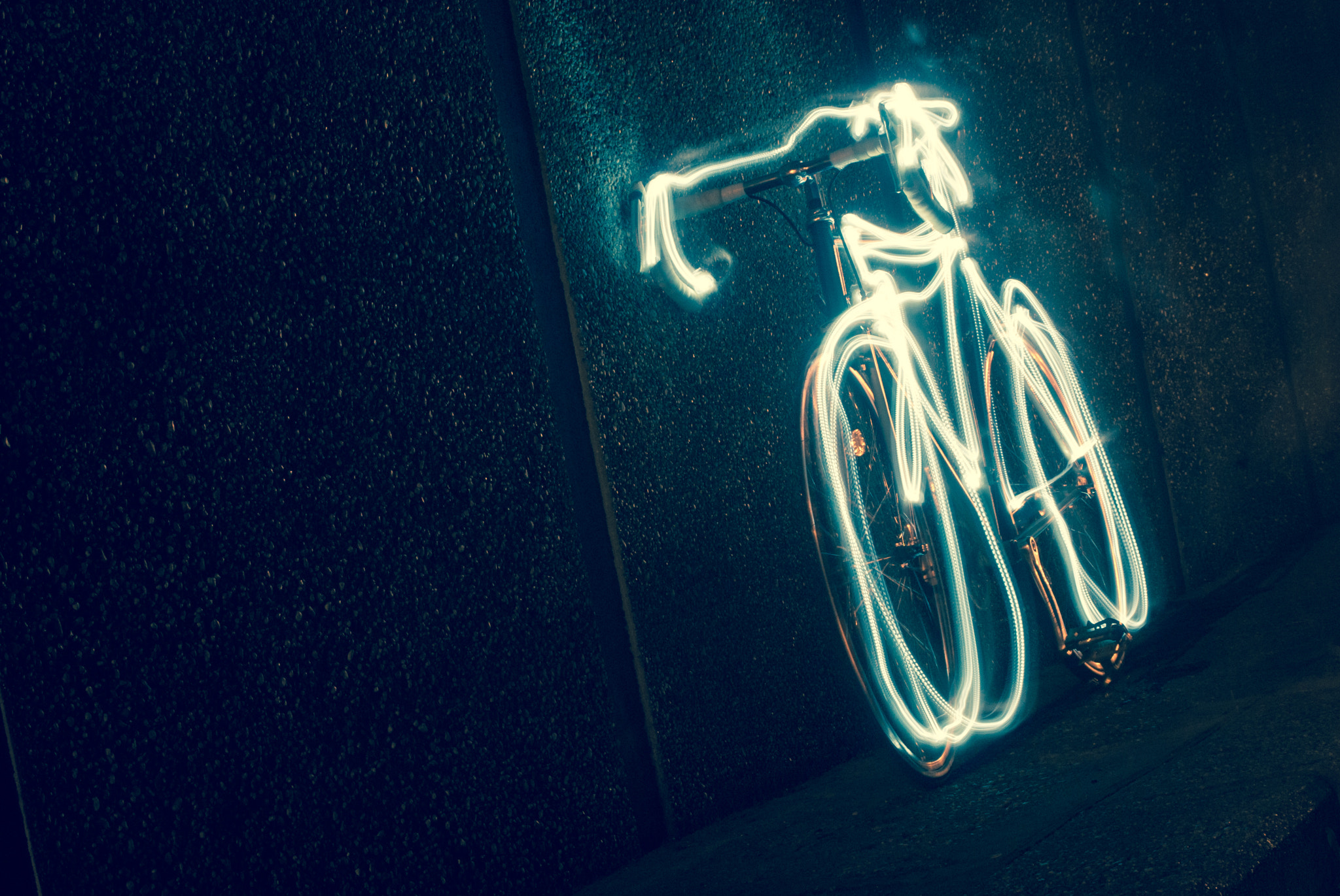 Nikon D200 sample photo. Light paint - bike photography