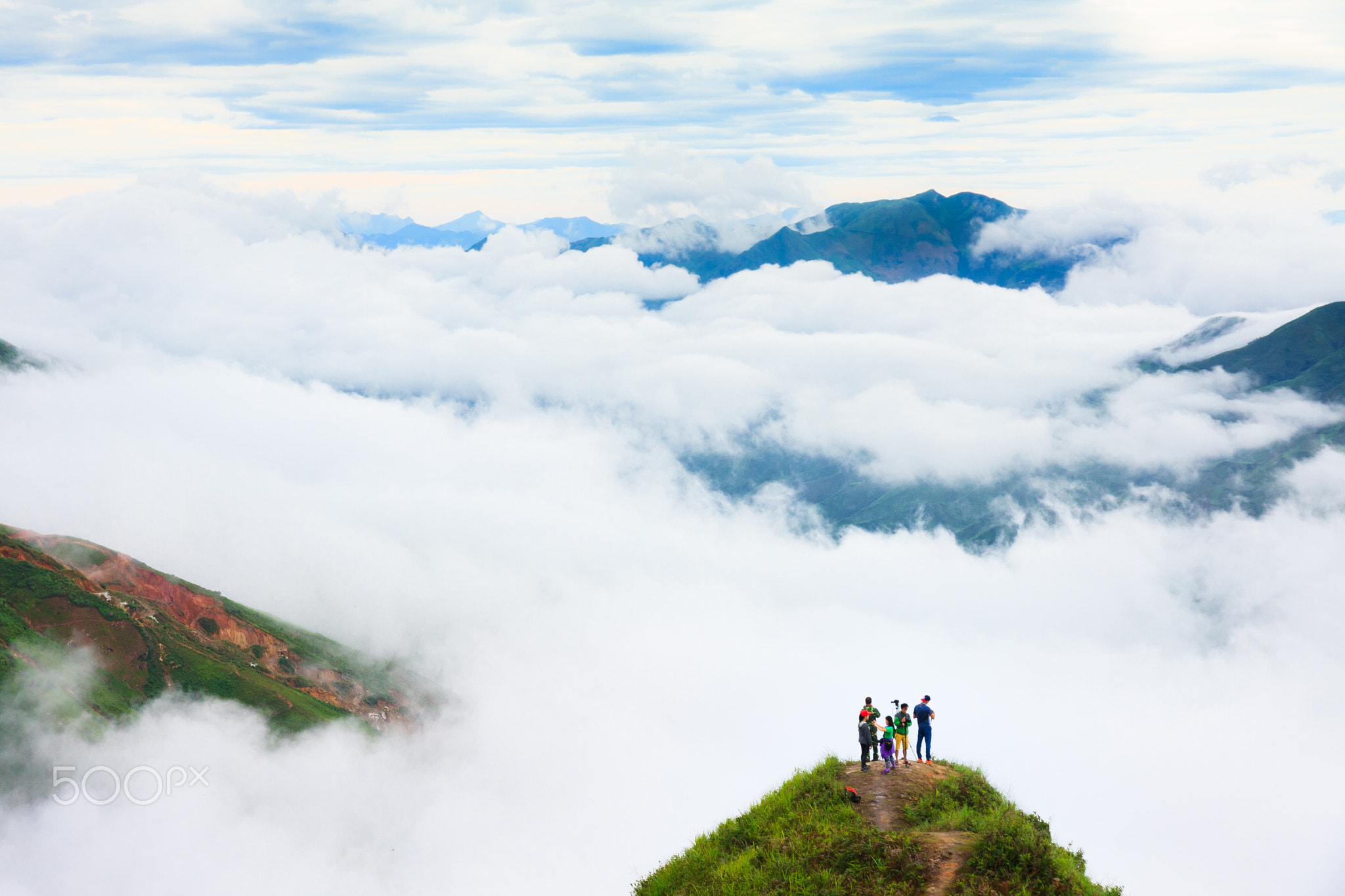 Beauty landscape on the mountain above clouds