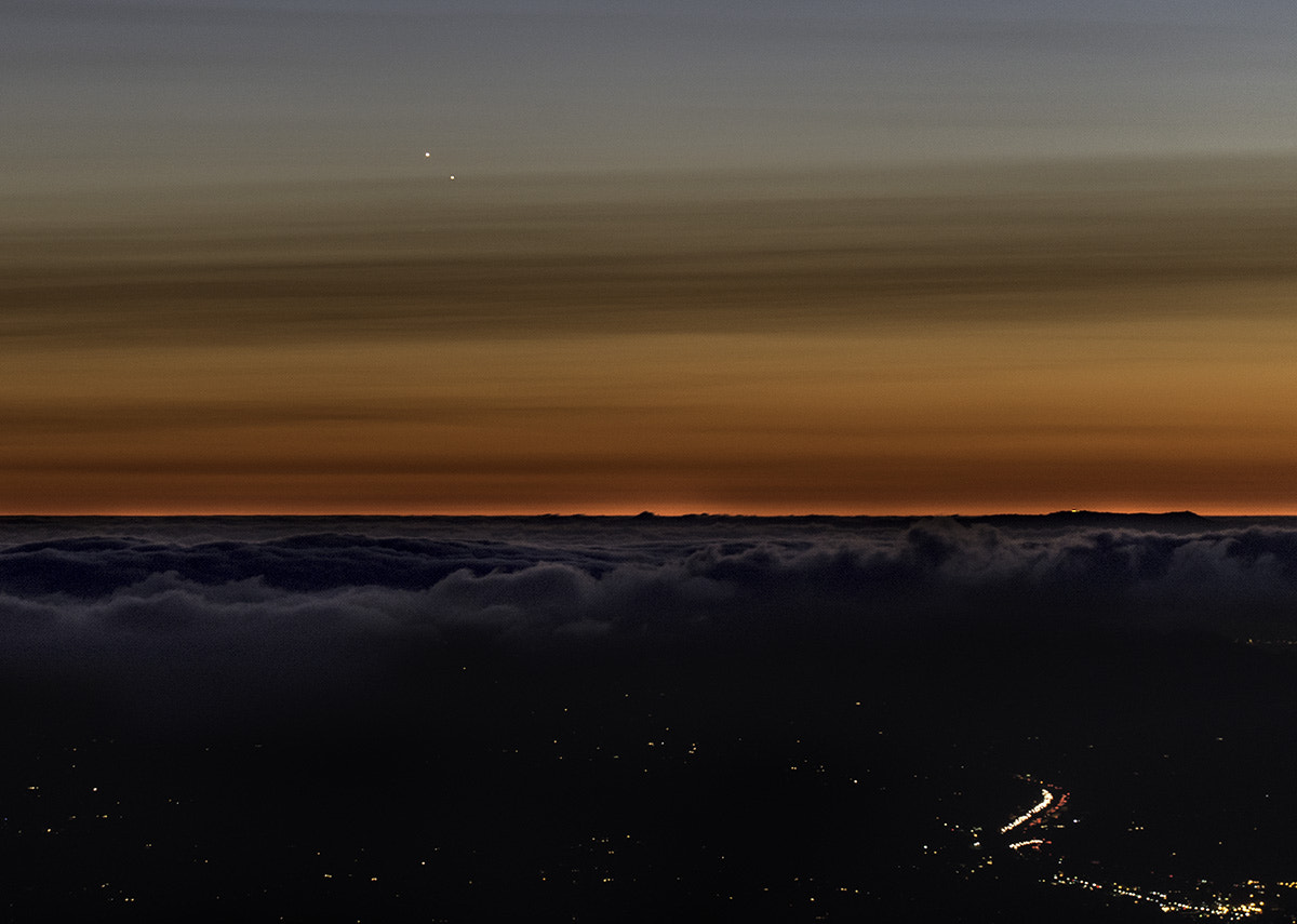 Nikon D610 sample photo. Venus and jupiter in conjunction, from mt diablo photography