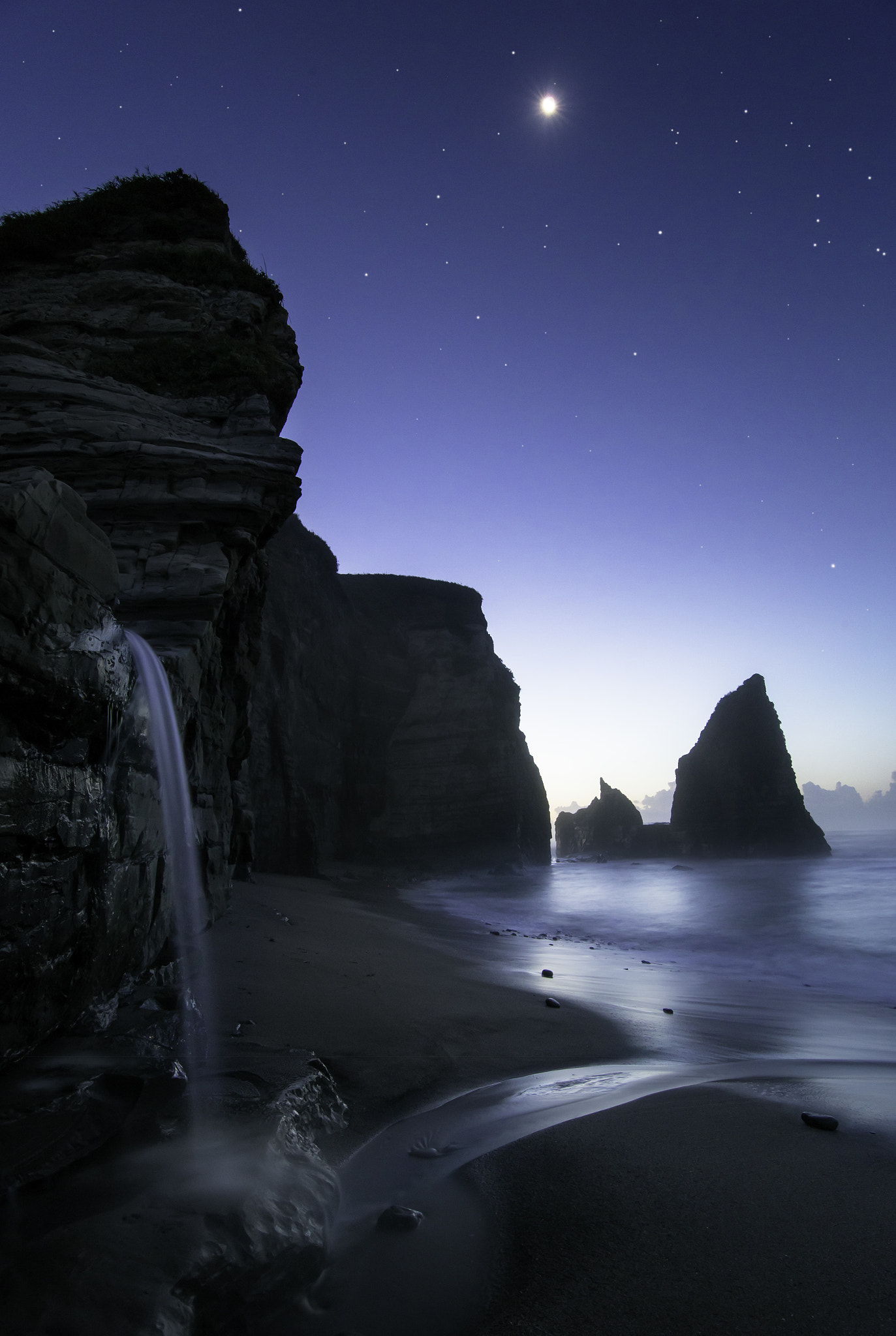 Canon EF-S 17-85mm F4-5.6 IS USM sample photo. Moonlight waterfall photography