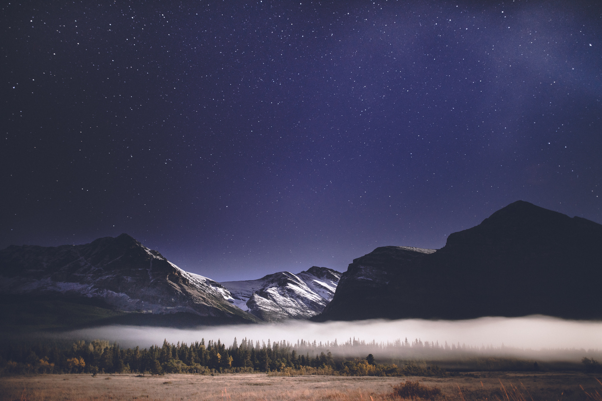 Sony a7R II + Sigma 24mm F1.4 DG HSM Art sample photo. Moonlit dreamscape in glacier national park photography