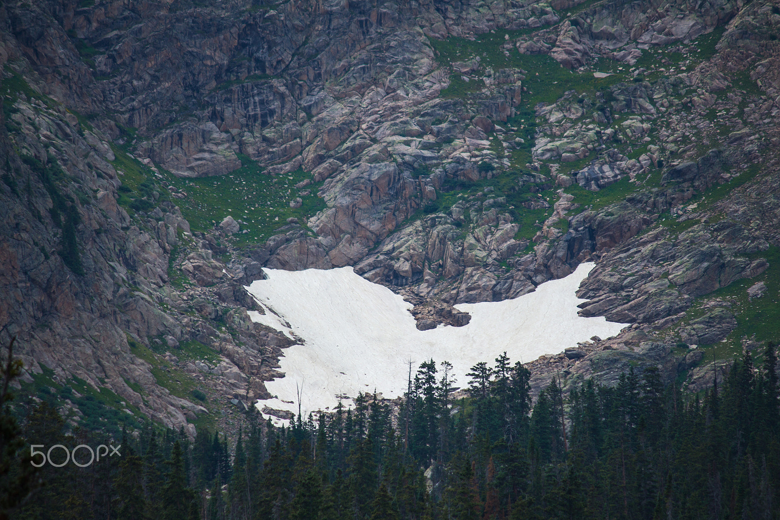 Canon EF-S 55-250mm F4-5.6 IS sample photo. Patch of snow on the mountain photography