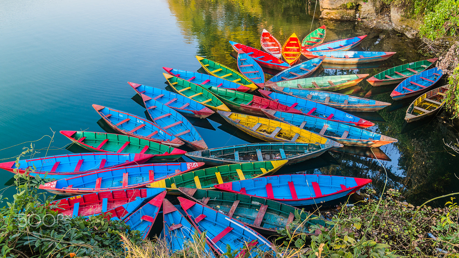 Pentax K-01 sample photo. Colorful boats on phewa lake photography