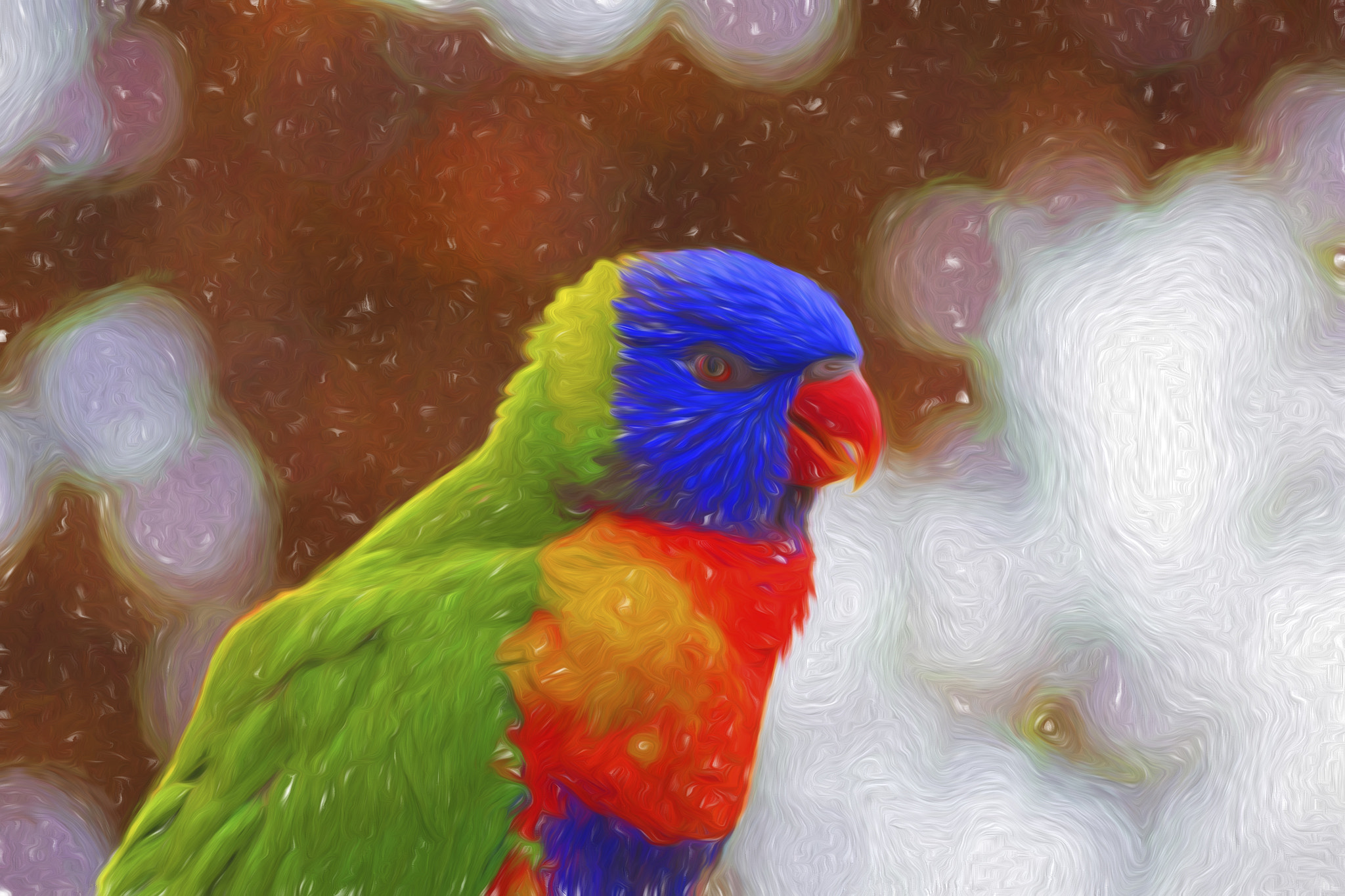 Canon EF 75-300mm F4.0-5.6 IS USM sample photo. Colorful parrot, lori, digital painting illustration in vivid co photography