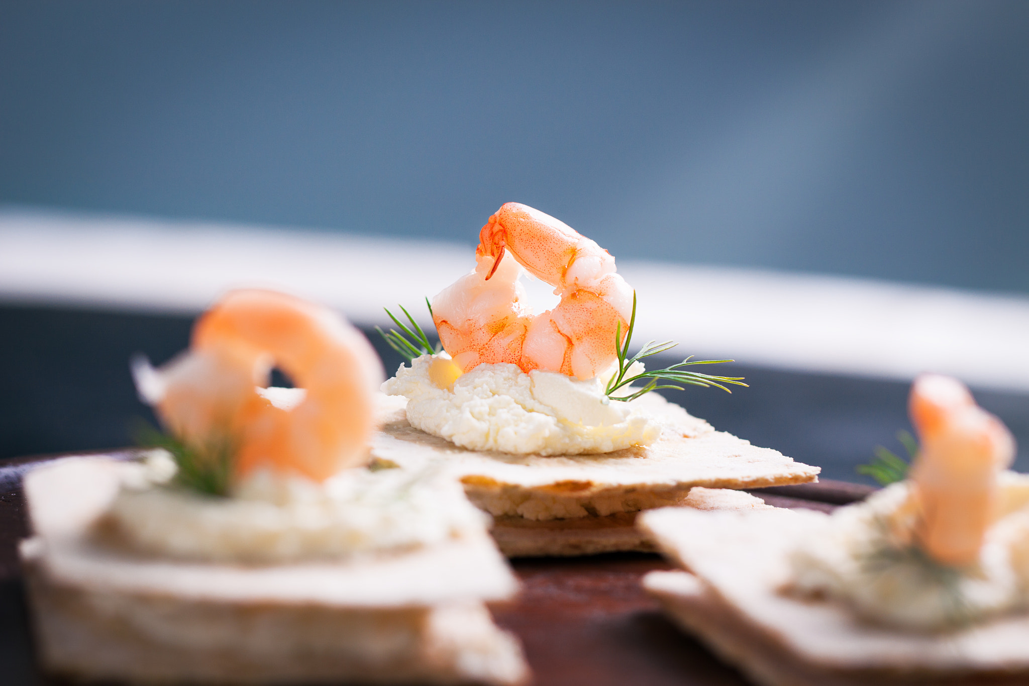 Canon EOS 50D + Canon EF 100mm F2.8L Macro IS USM sample photo. Appetizer canape with shrimp, cheese and dill on a photography