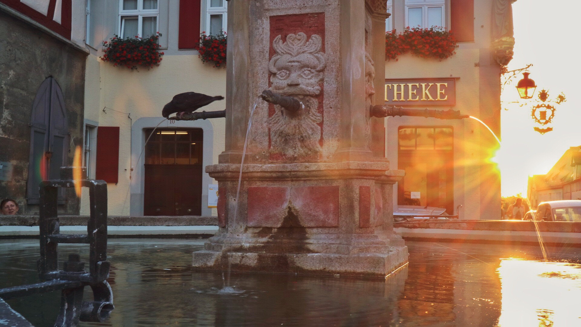 Canon EOS M3 + Canon EF-M 15-45mm F3.5-6.3 IS STM sample photo. Sunset fountain, rothenburg photography