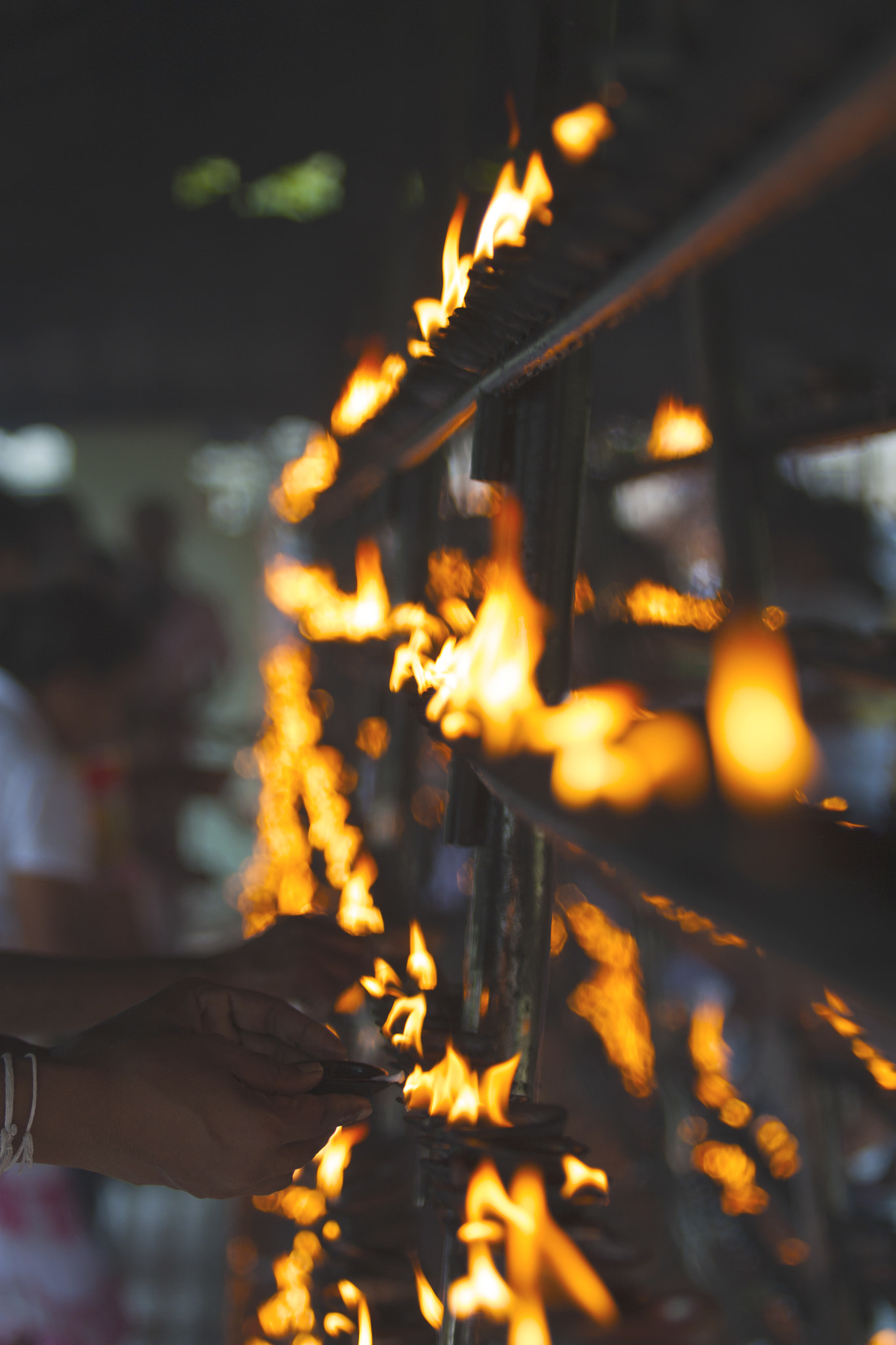 Canon EF 70-200mm F2.8L USM sample photo. Prayer in the temple of the sacred tooth relic photography