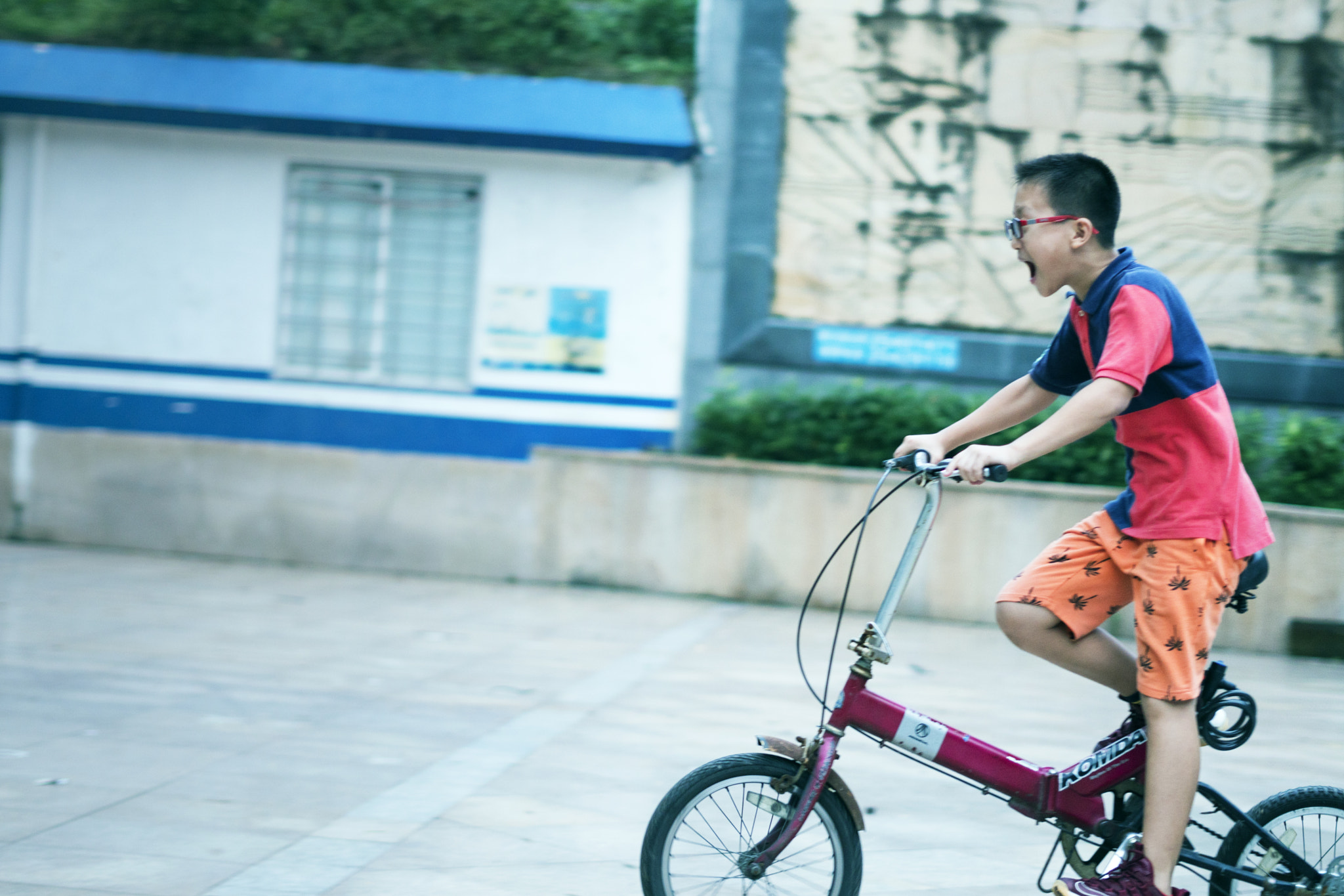 Sony a6300 + Sony FE 50mm F1.8 sample photo. Bike / child / shout photography