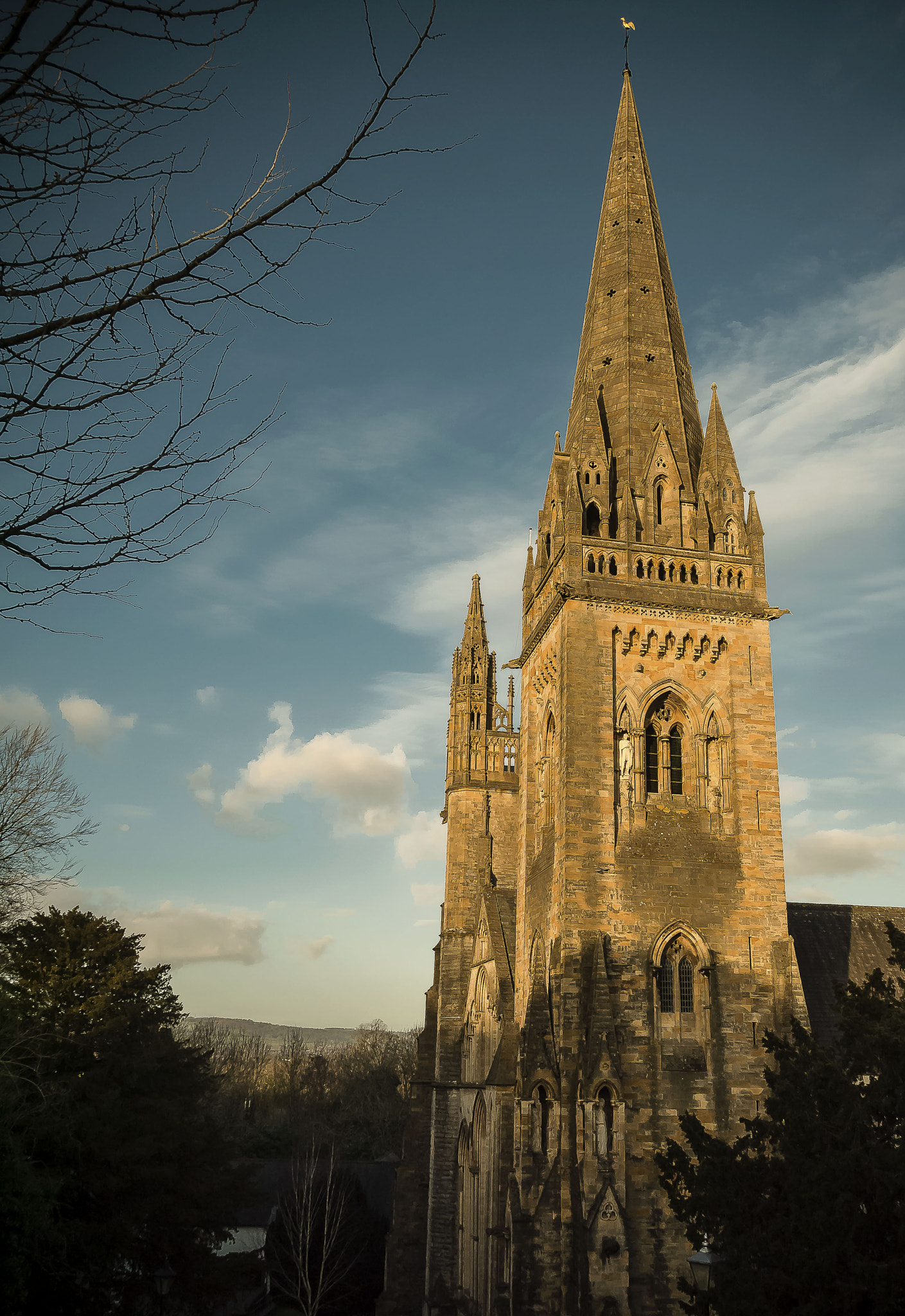 Panasonic Lumix DMC-GF5 sample photo. Sunset over llandaff cathedral photography