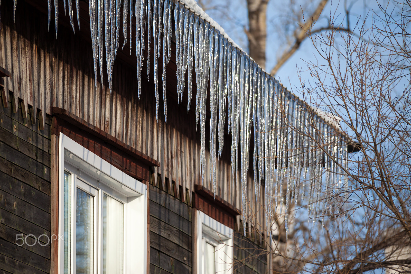 Canon EOS 5D Mark II sample photo. Icicles hanging down from the roof photography