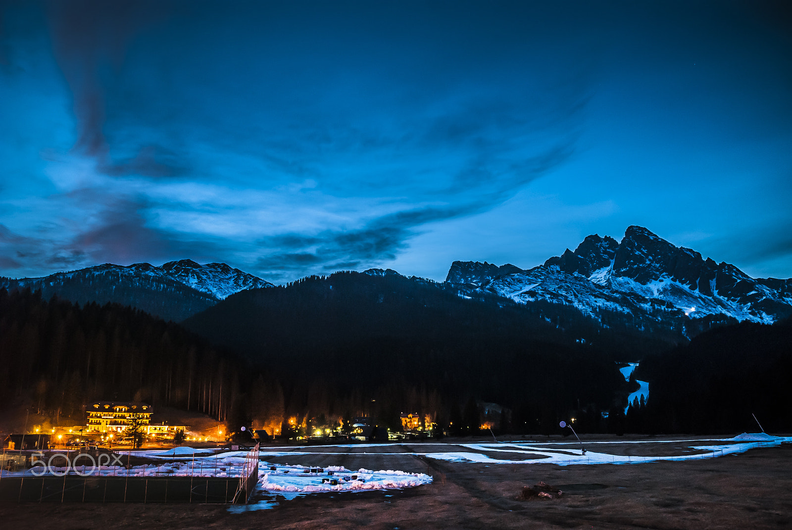 Nikon D80 sample photo. Blue hour in san martino di castrozza photography