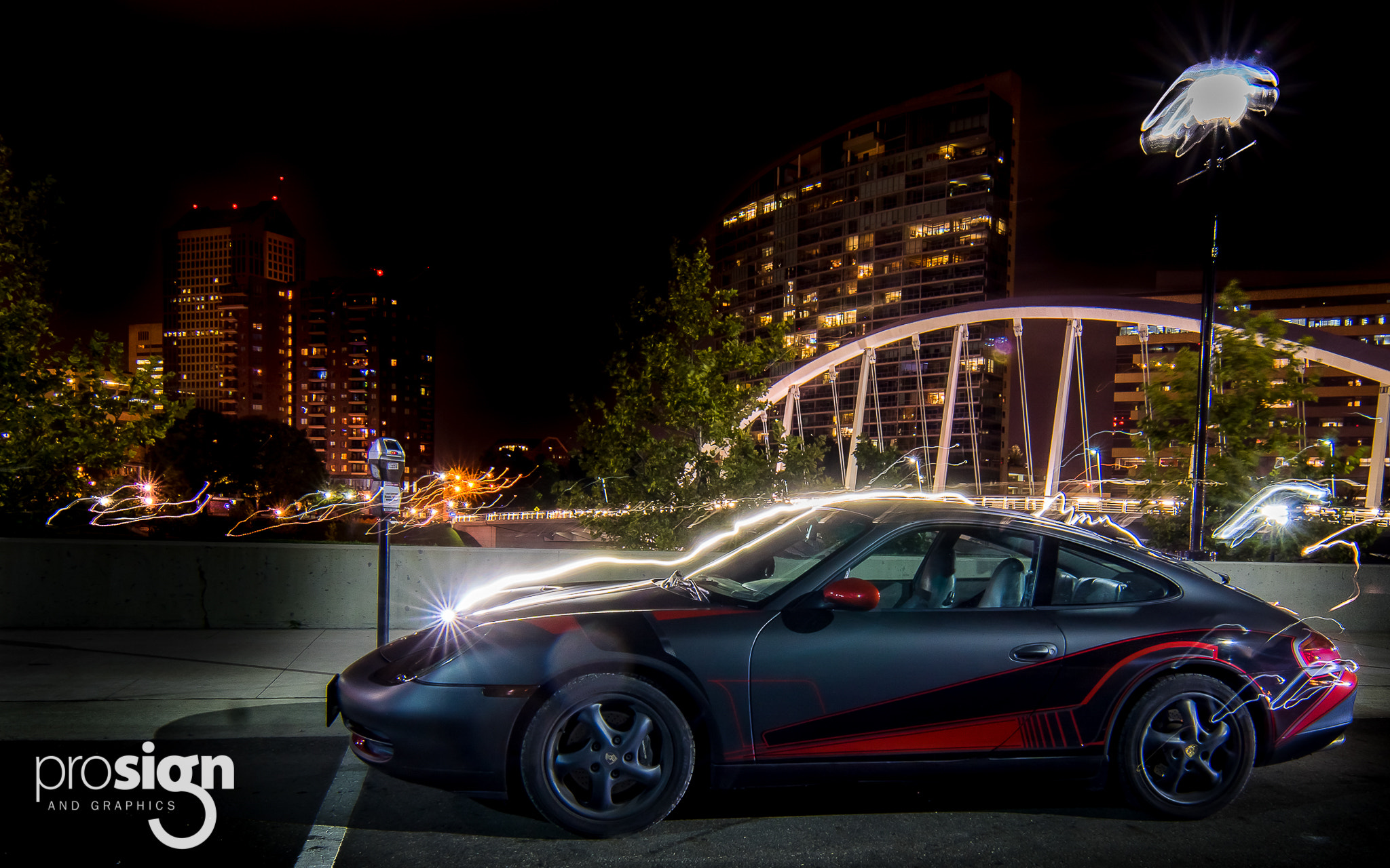 Sony ILCA-77M2 sample photo. Porsche 911 custom wrapped with hand-laid graphics in long exposure - columbus, ohio usa photography