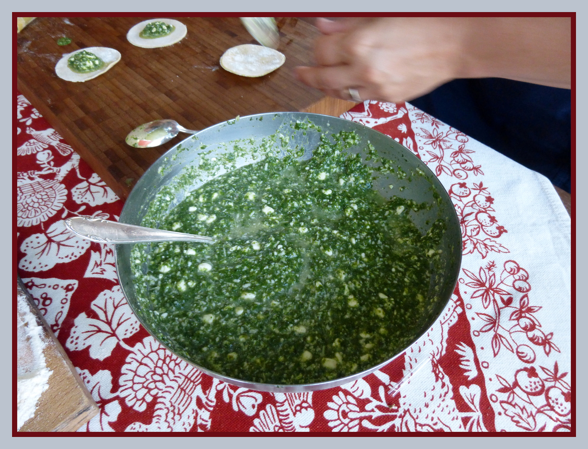 Panasonic DMC-SZ9 sample photo. Spinach ricotta filling for tortellini photography