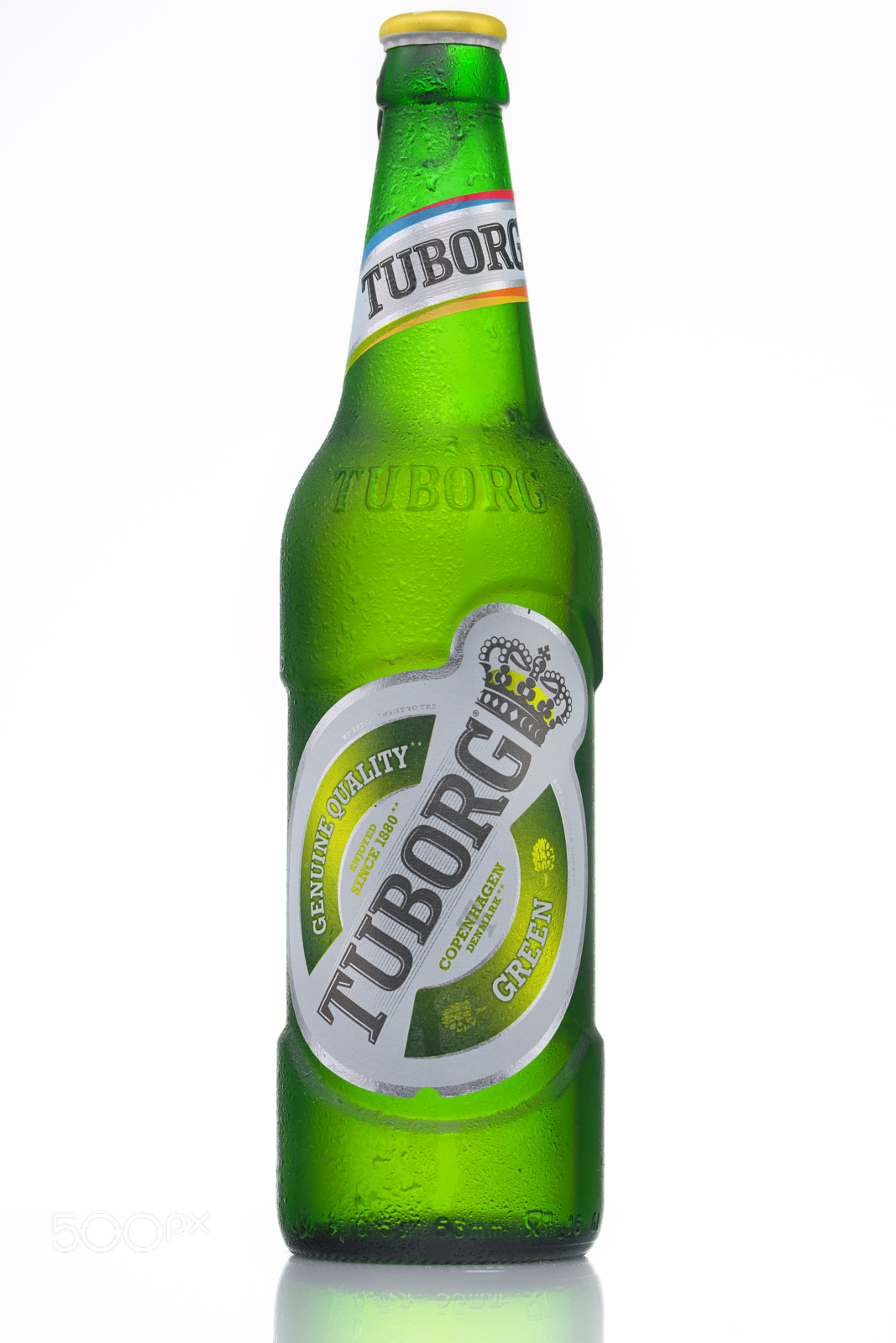 Sony a99 II + Sony 70-300mm F4.5-5.6 G SSM sample photo. Bottle of tuborg green beer isolated on white background photography