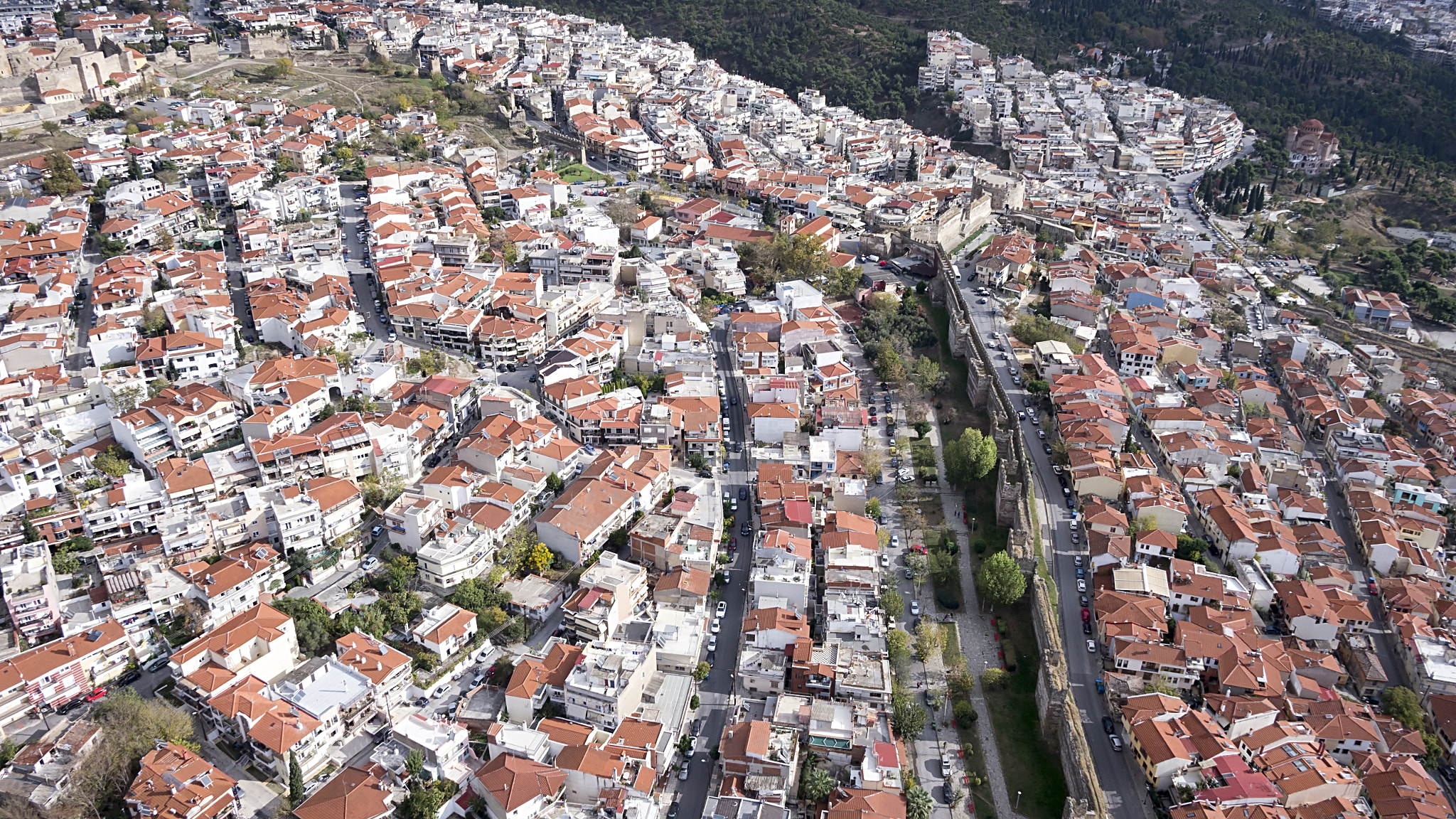 Panasonic Lumix DMC-GH2 + Panasonic Lumix G 14mm F2.5 ASPH sample photo. Aerial view of thessaloniki photography