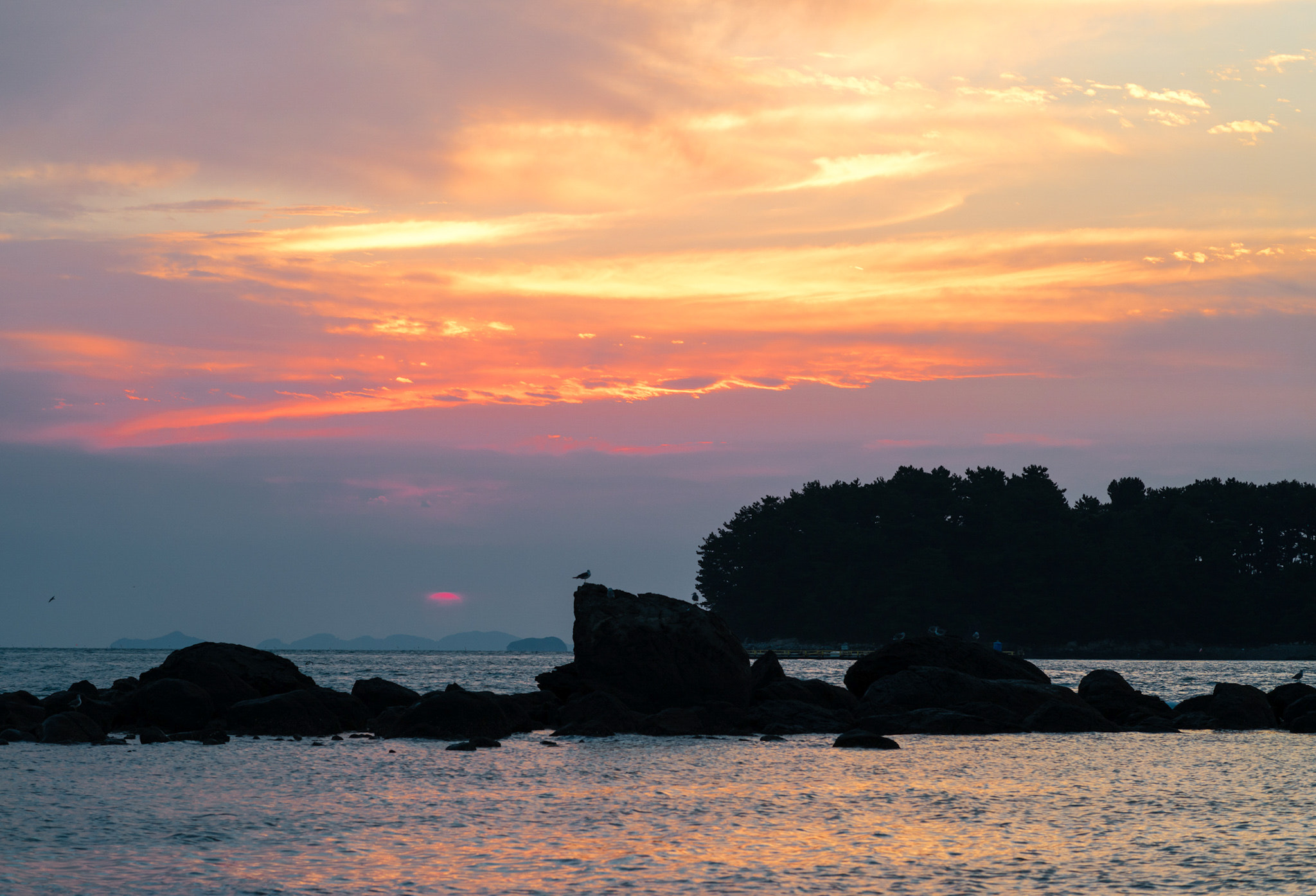 Samsung NX 85mm F1.4 ED SSA sample photo. Sunset in moochangpo beach photography