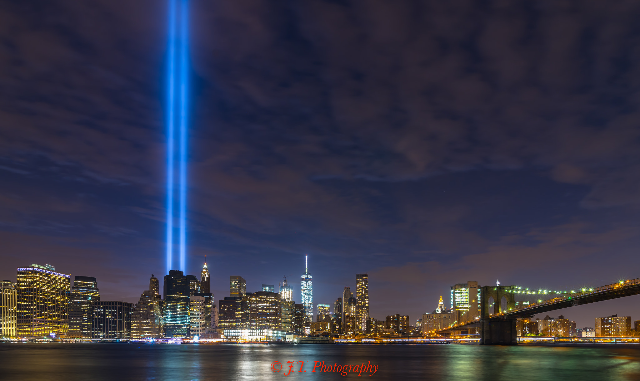 Tokina AT-X 16-28mm F2.8 Pro FX sample photo. The 9/11 tribute lights in full effect. photography