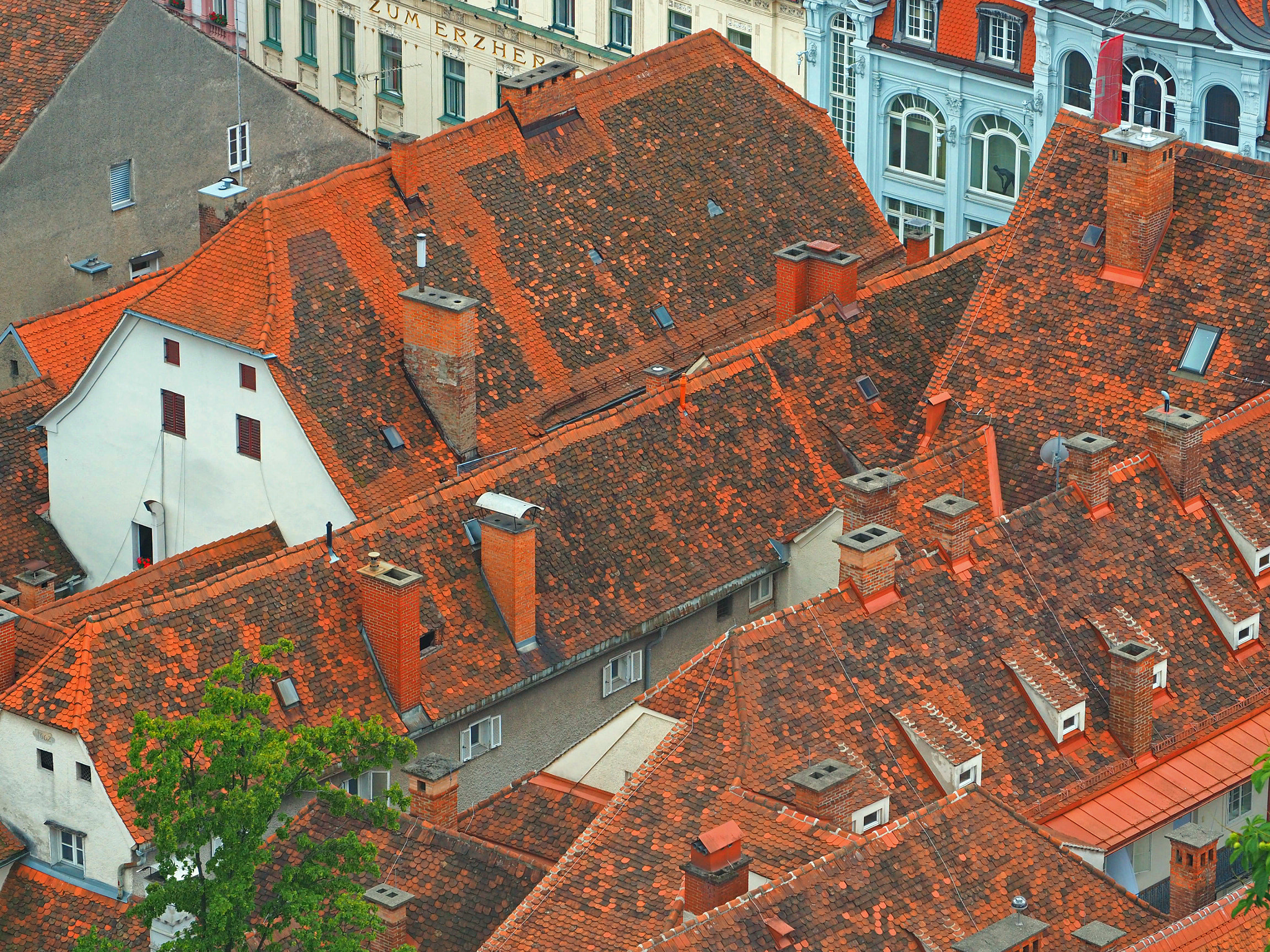 Olympus OM-D E-M5 II sample photo. Graz roofscape photography