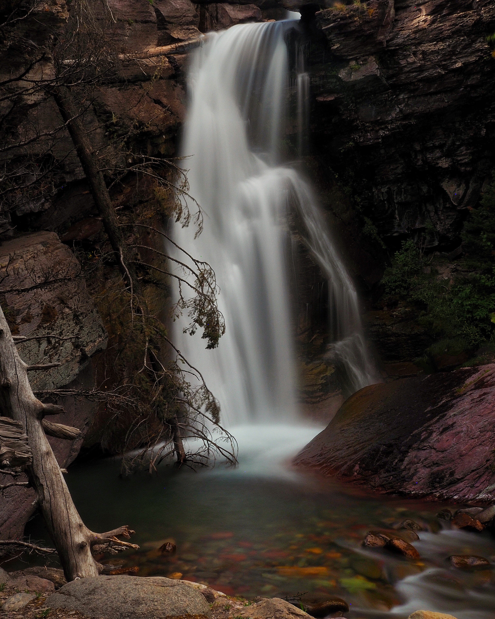 Olympus M.Zuiko Digital ED 14-150mm F4-5.6 sample photo. Baring falls, glacier national park, montana, united states photography