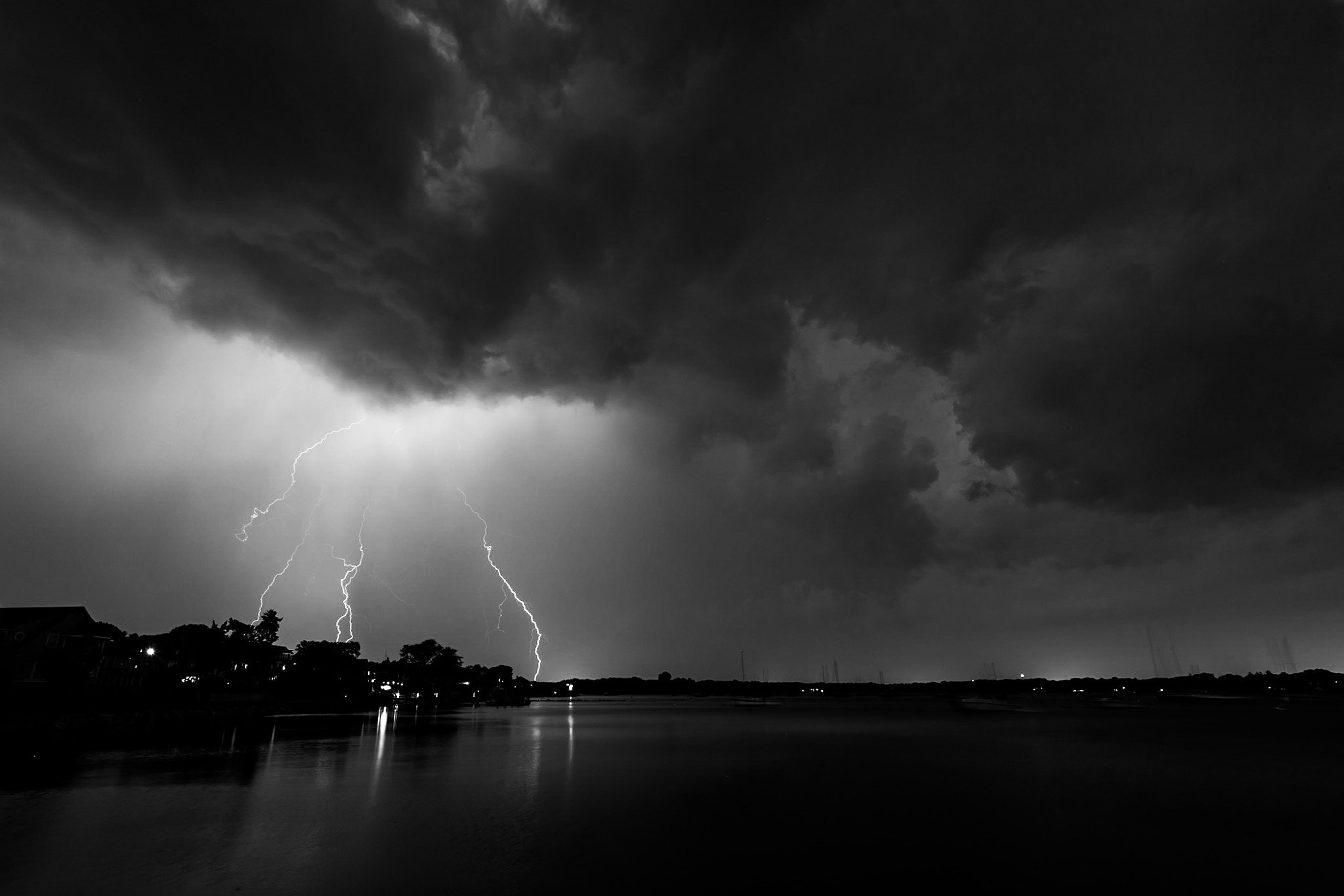 Canon EOS 5DS sample photo. Lightning over the harbor photography